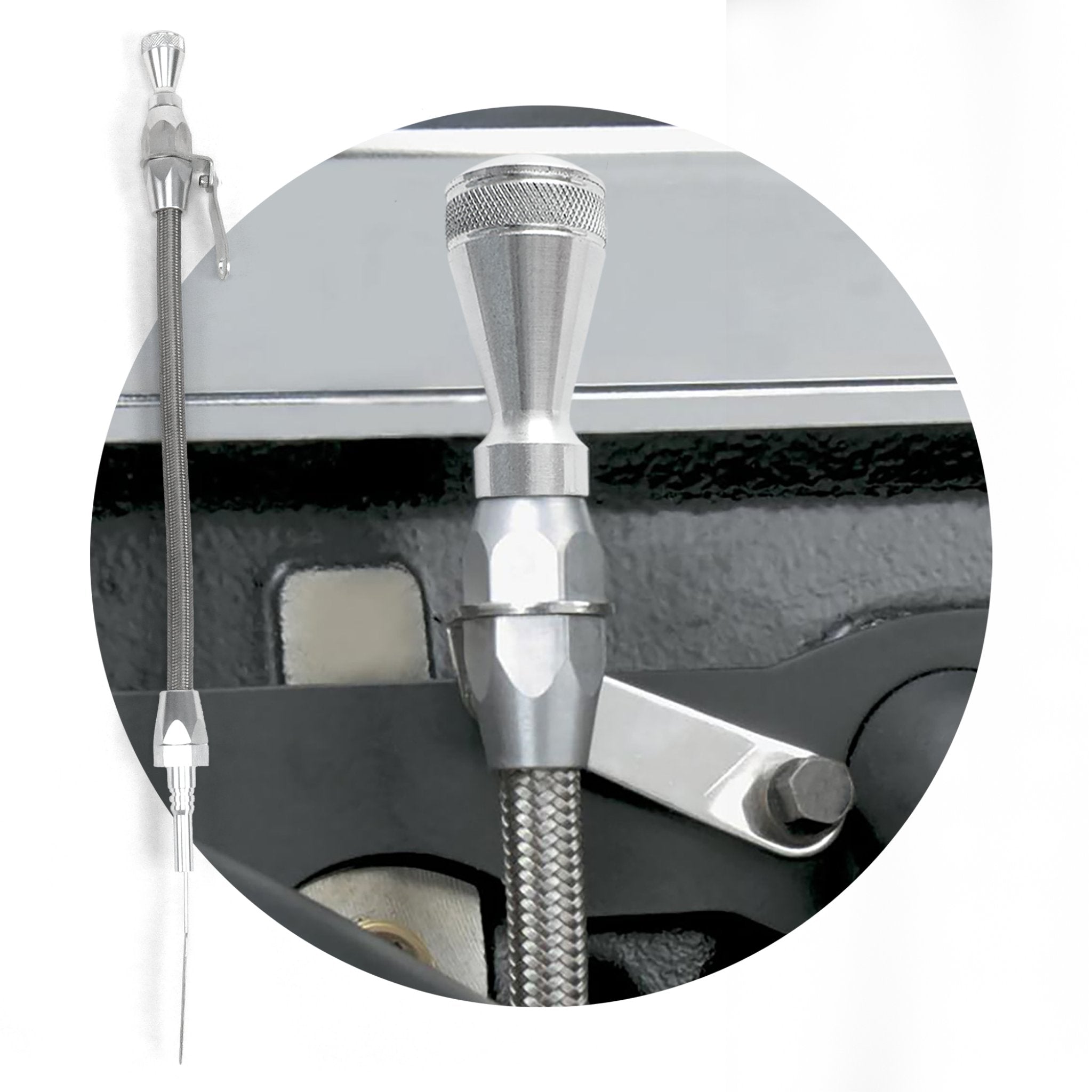 thumbnail image 2 of Flexible Transmission Dipstick Firewall Mount For GM 4l80e 4l60e Chevy SBC BBC 2 of 2