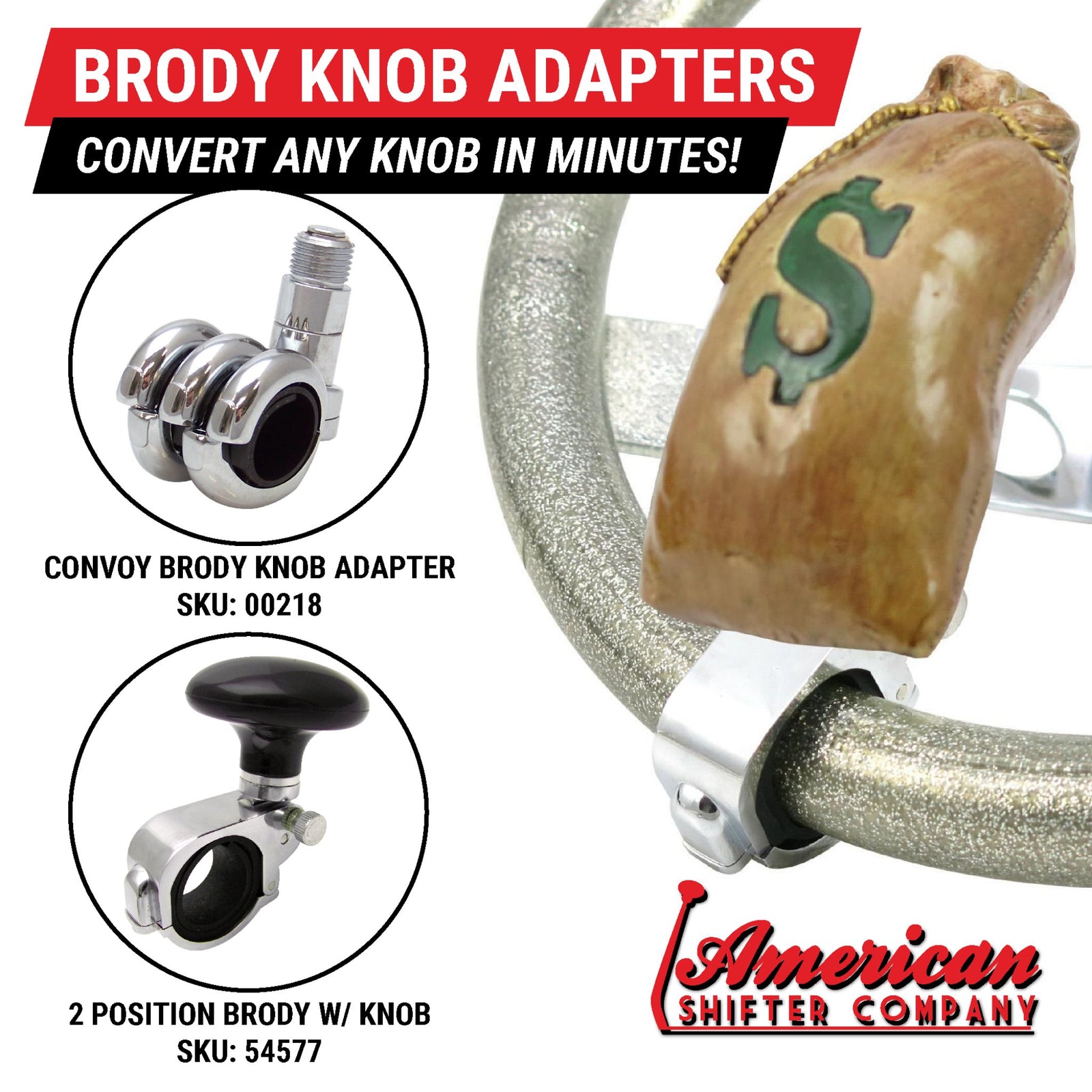 Sack-O-Cash Bag Of Money Custom Shift Knob Handcrafted Limited Edition Hot Rod