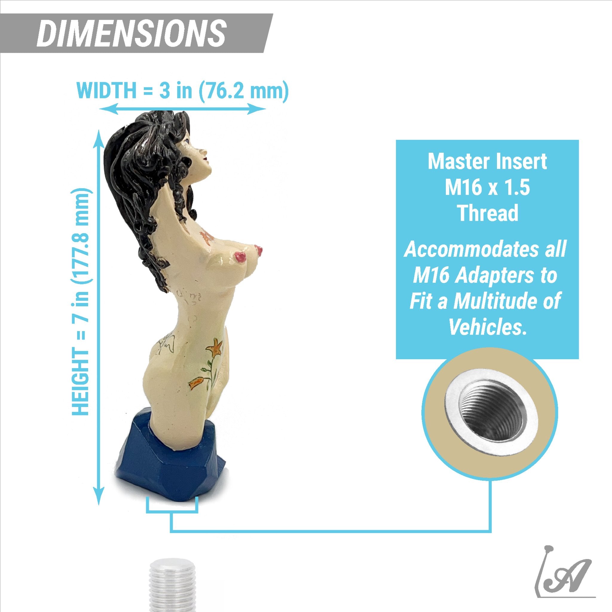 Cindy Brunette Naked Lady Custom Shift Knob Handcrafted Limited Edition Run