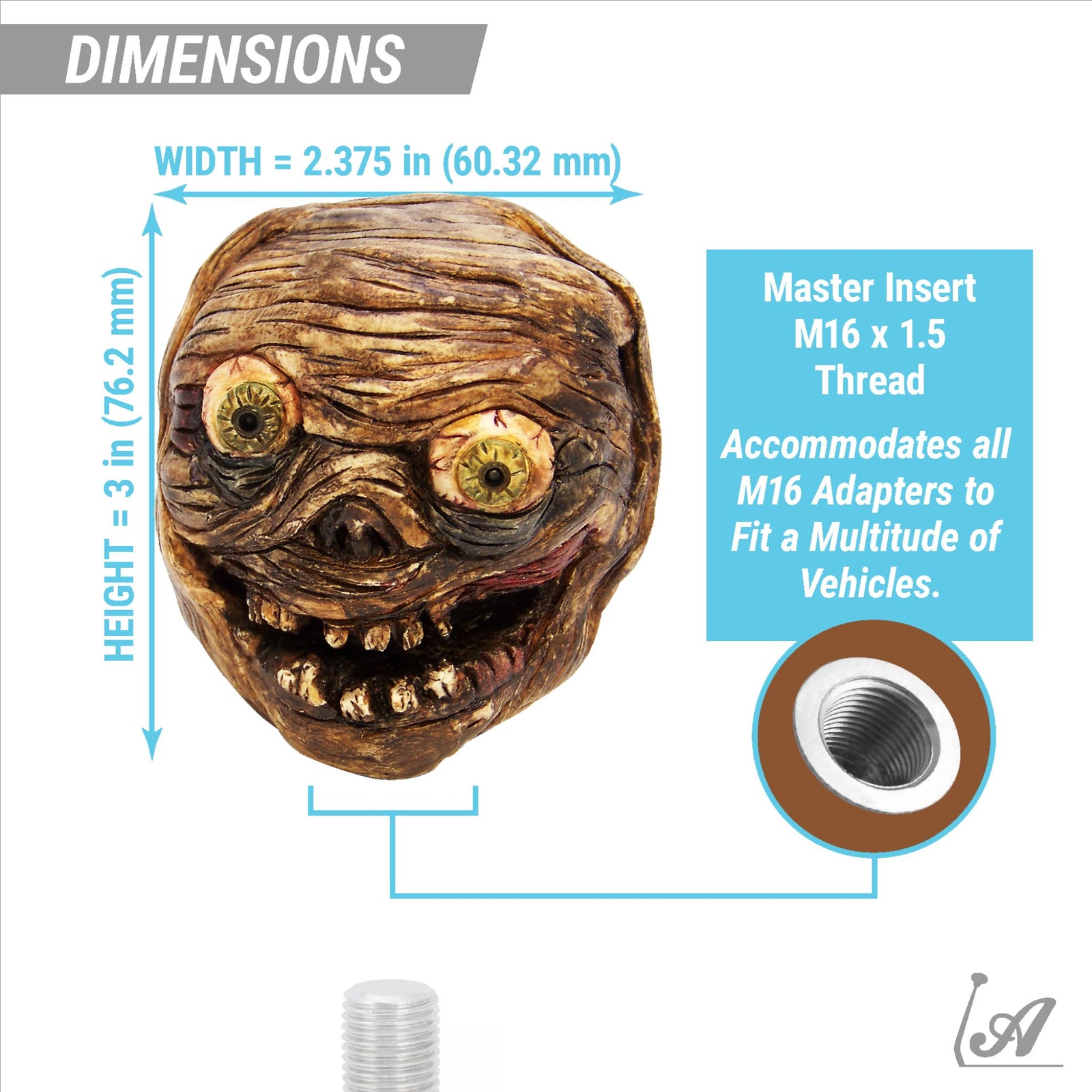Marvin The Mummy Custom Shift Knob Handcrafted Limited Edition - Monster Hot Rod