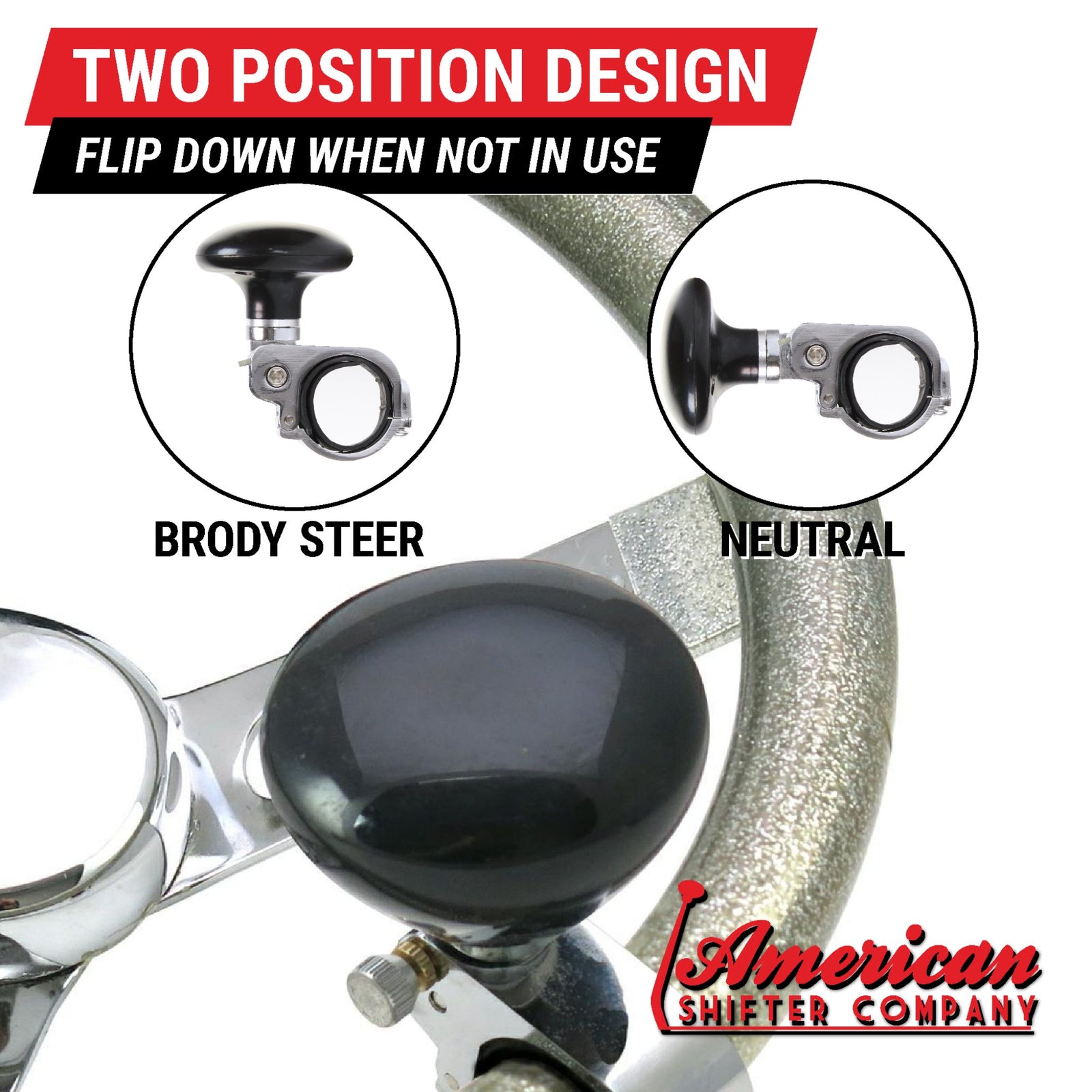 Deluxe 2 Position Brody Adapter and Knob - M16 x 1.5 Fits All Steering Wheels