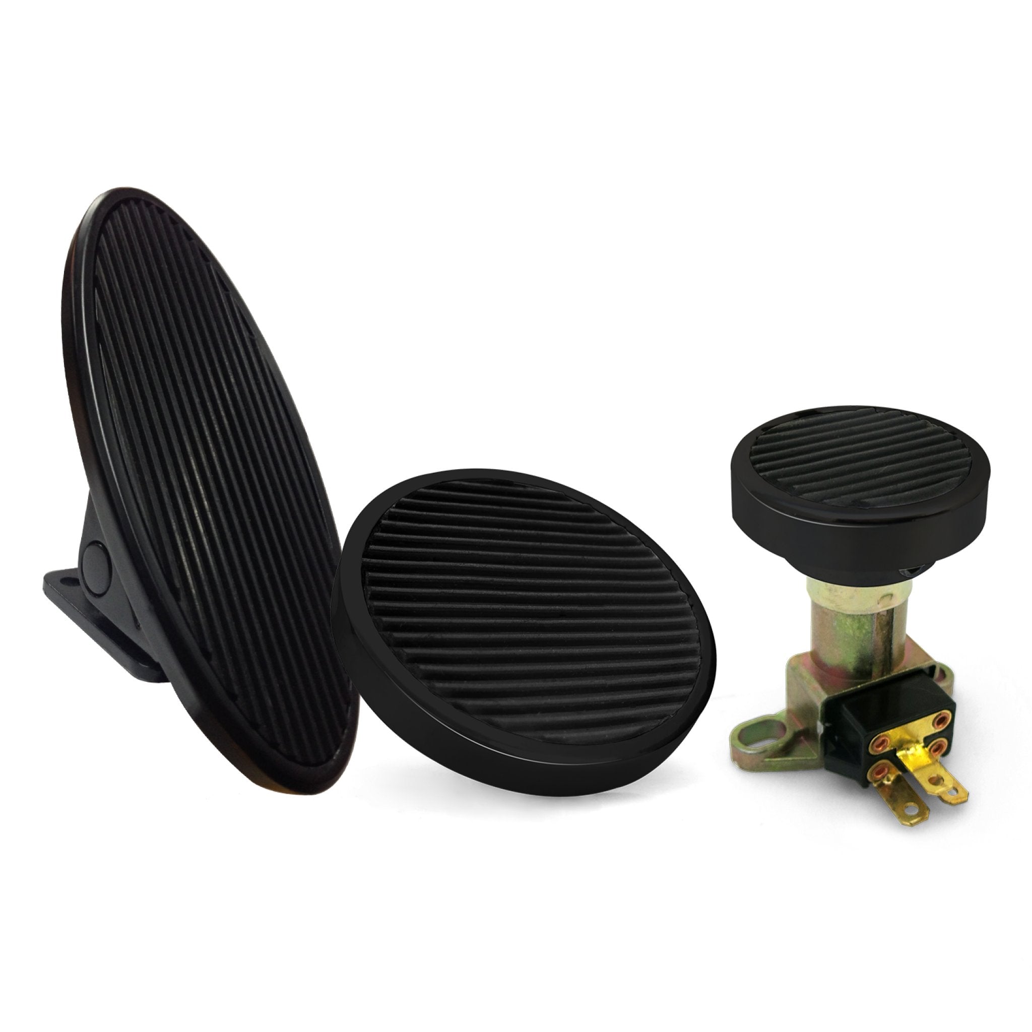 Billet Floor Mount Gas Pedal, Round Brake/Clutch Pedal & Dimmer Pad