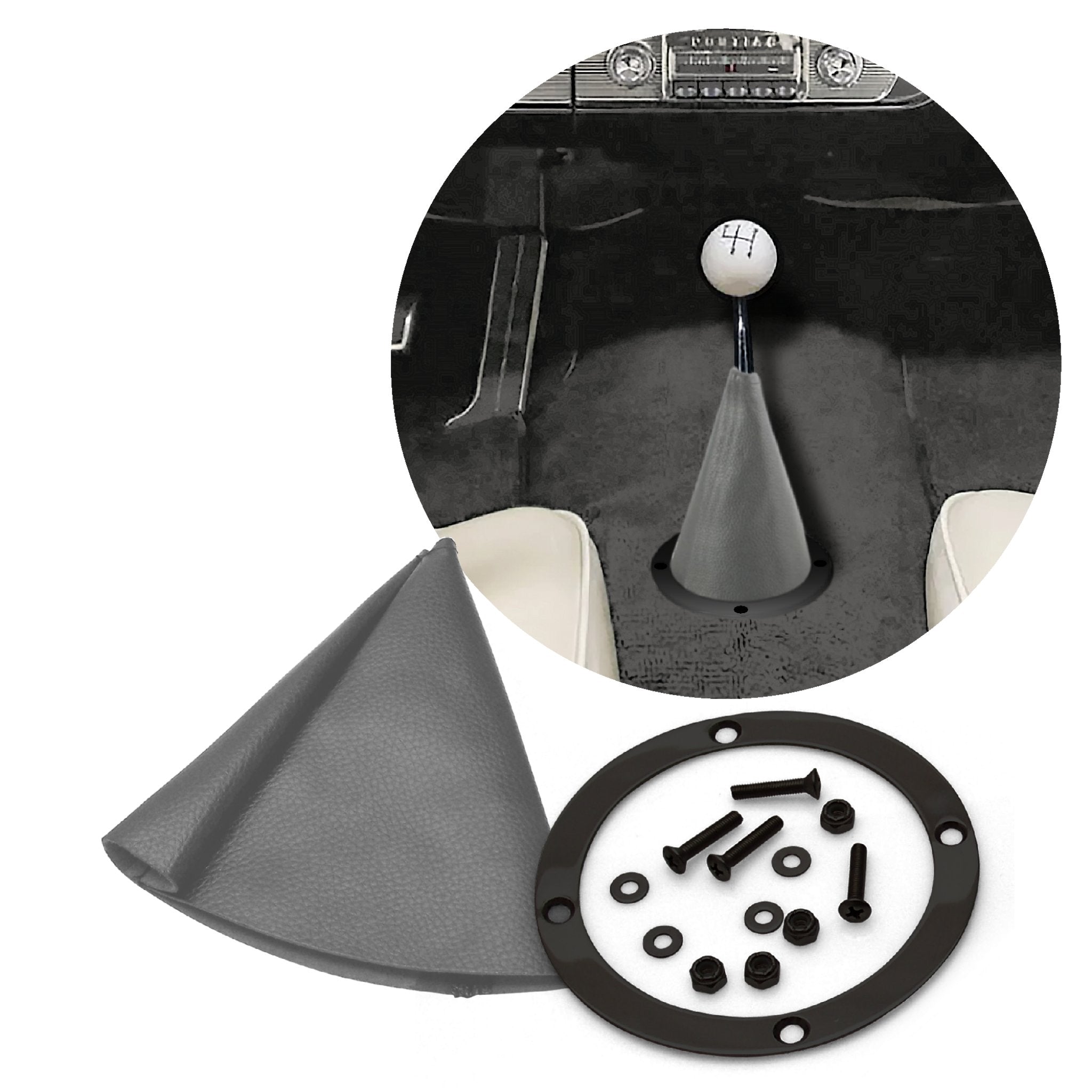 Vertical Shifter or Emergency Brake Boot with Round Trim Ring