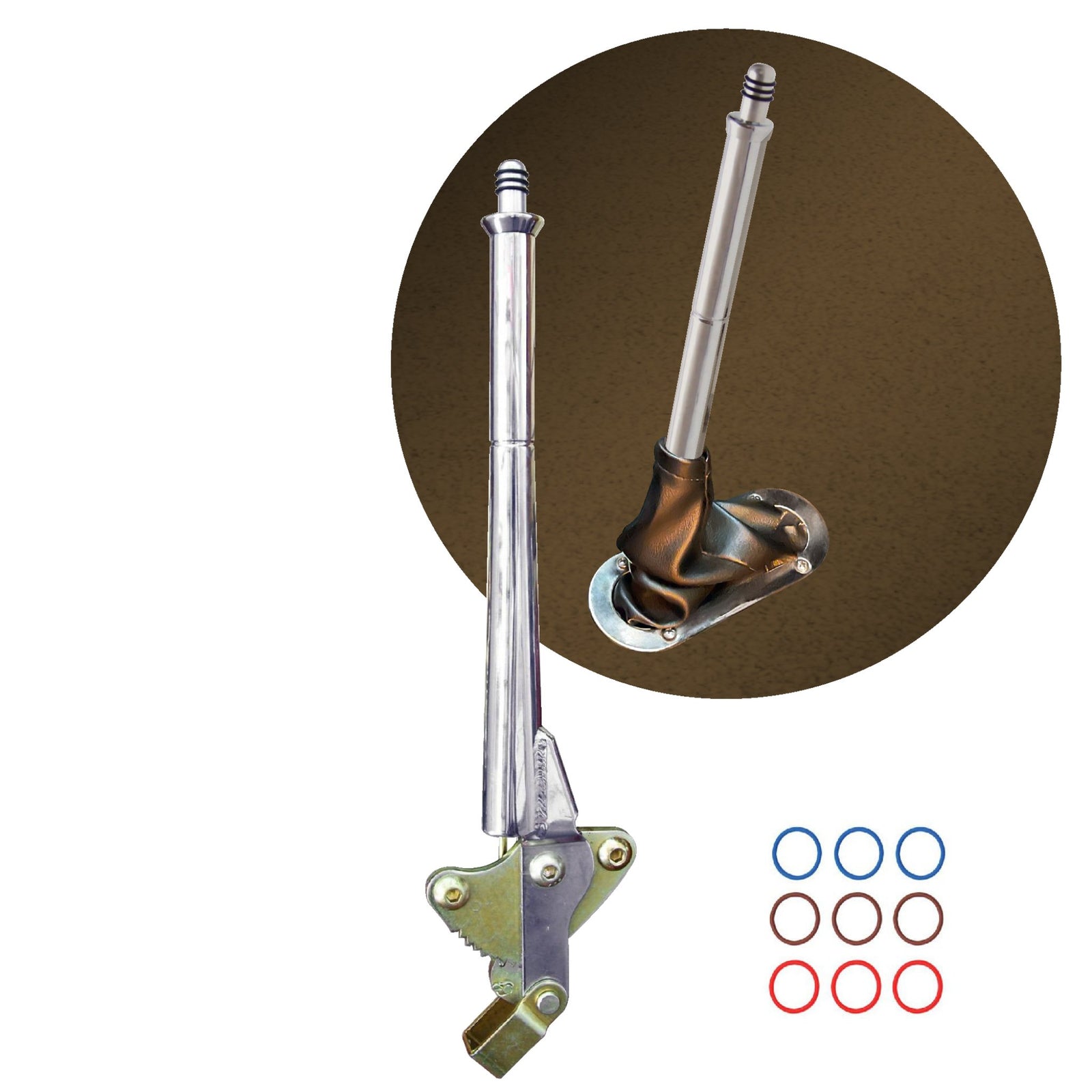 Chrome Transmission Mount Vertical Emergency Hand Brake 11in Handle - Heavy-Duty