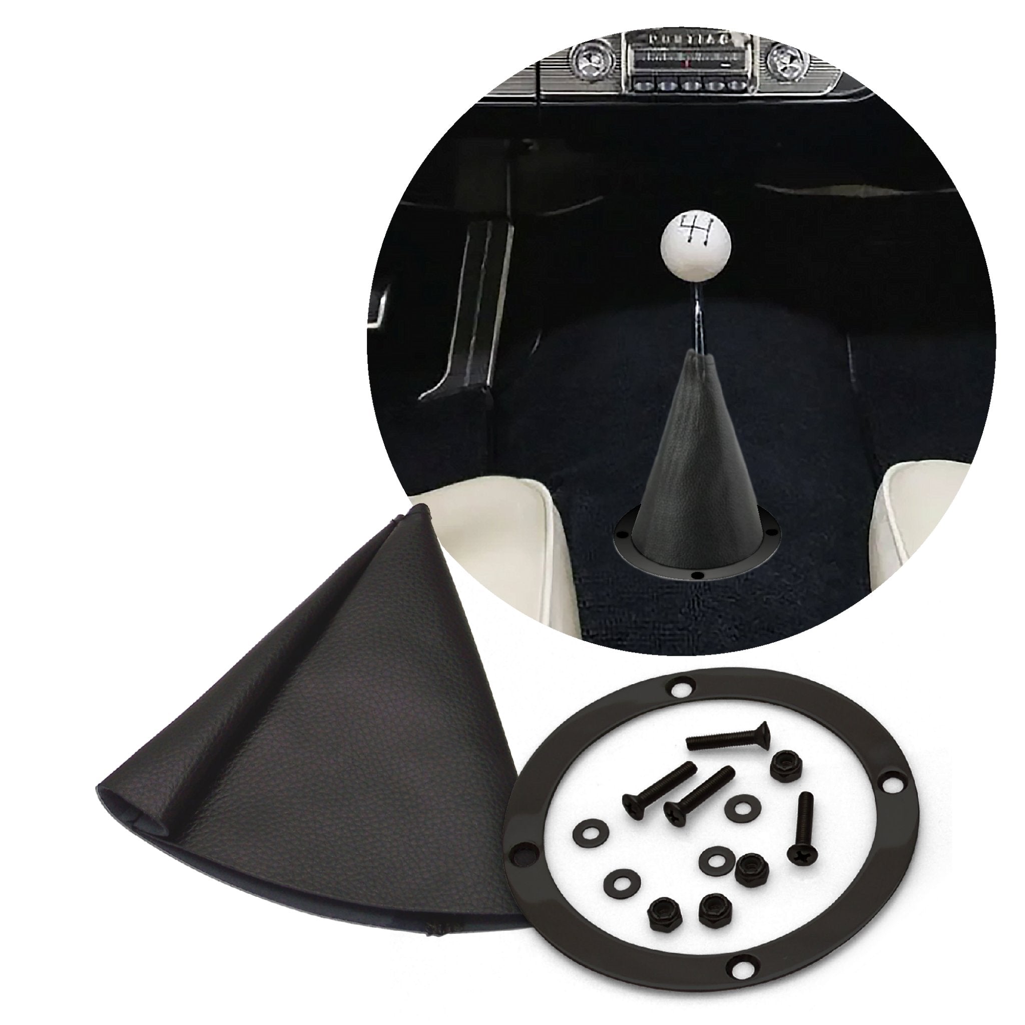 Vertical Shifter or Emergency Brake Boot with Round Trim Ring