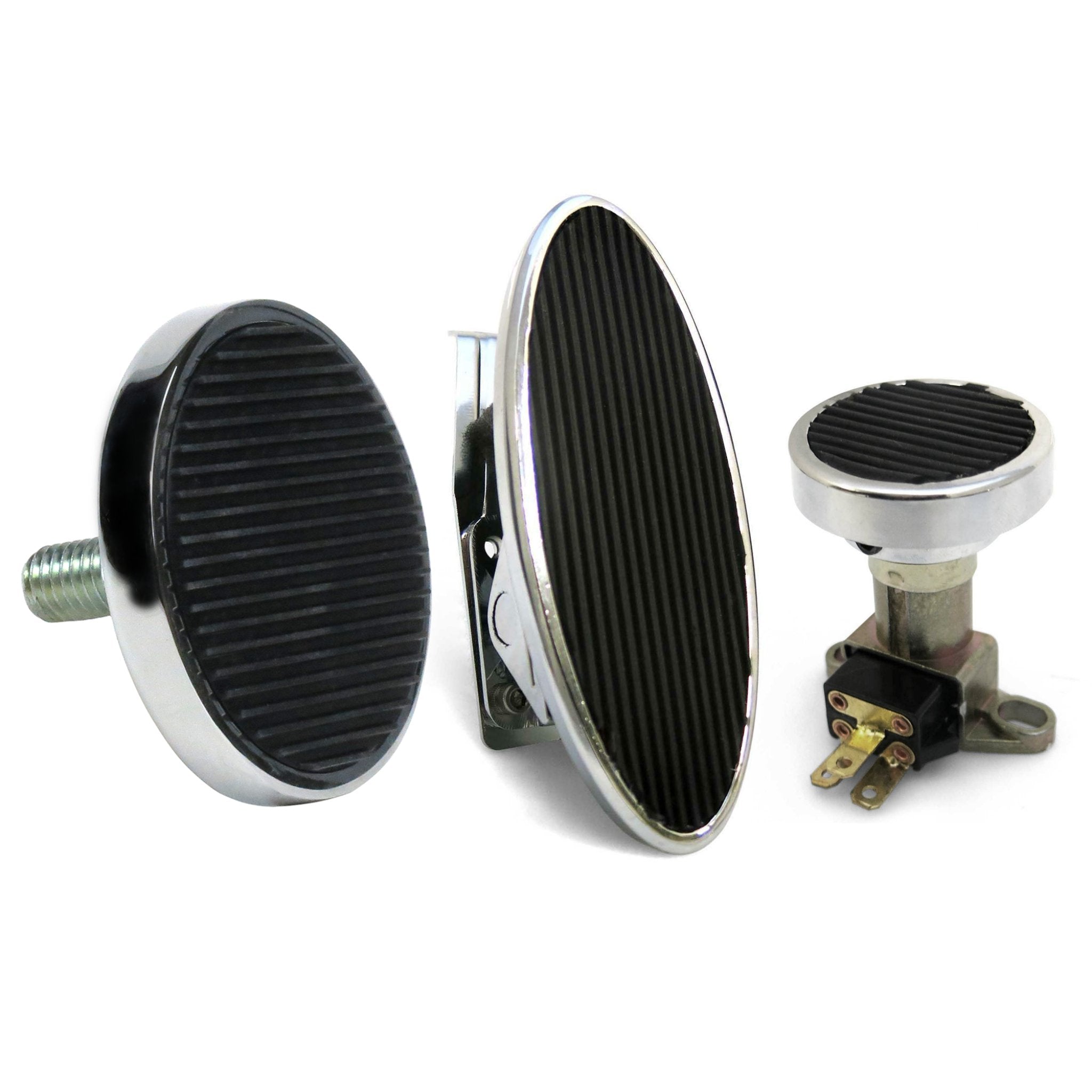 Billet Floor Mount Gas Pedal, Round Brake/Clutch Pedal & Dimmer Pad