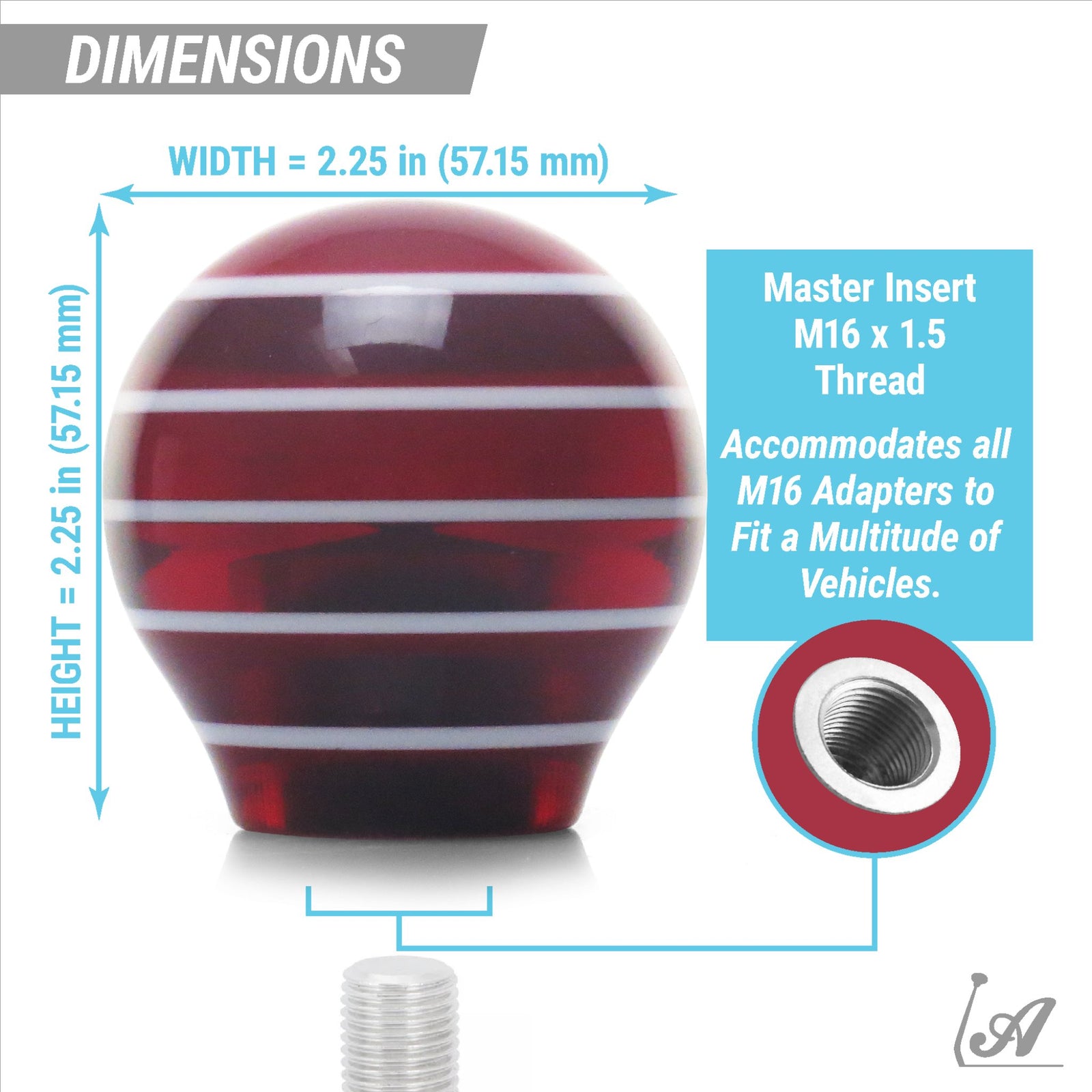 Red Super Stripe Custom 2 Position Suicide Brody Necker Knob  for Steering Wheel