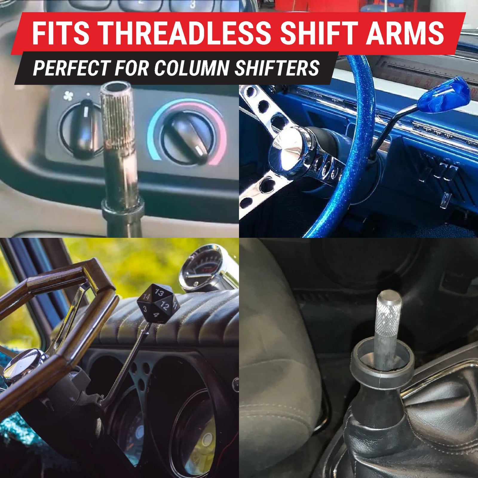 Universal Shift Knob Adapter with Set Screws For Thread-less Shift Arm M16 x 1.5