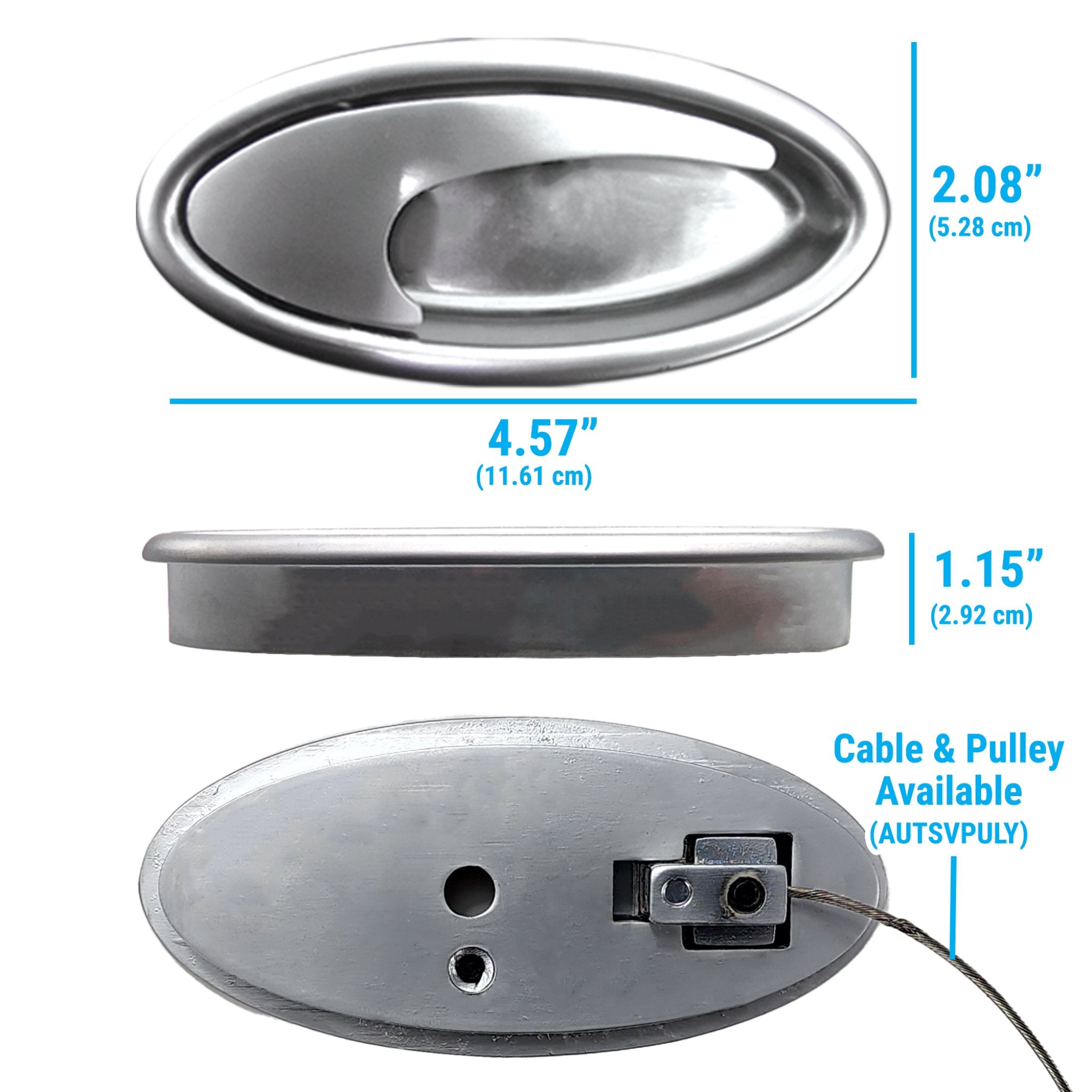 Swish Billet Aluminum Oval Interior Recessed Door Handle Pocket Lever Set Pair