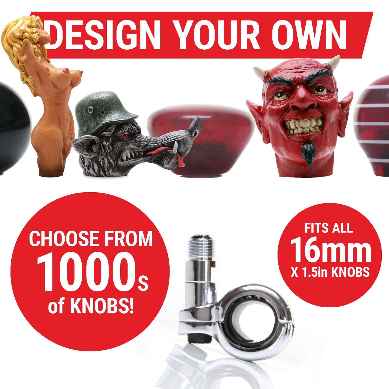 2006-2012 SsangYong Rexton Steering Wheel Deluxe 2 Position Brody Adapter and Knob - M16 x 1.5