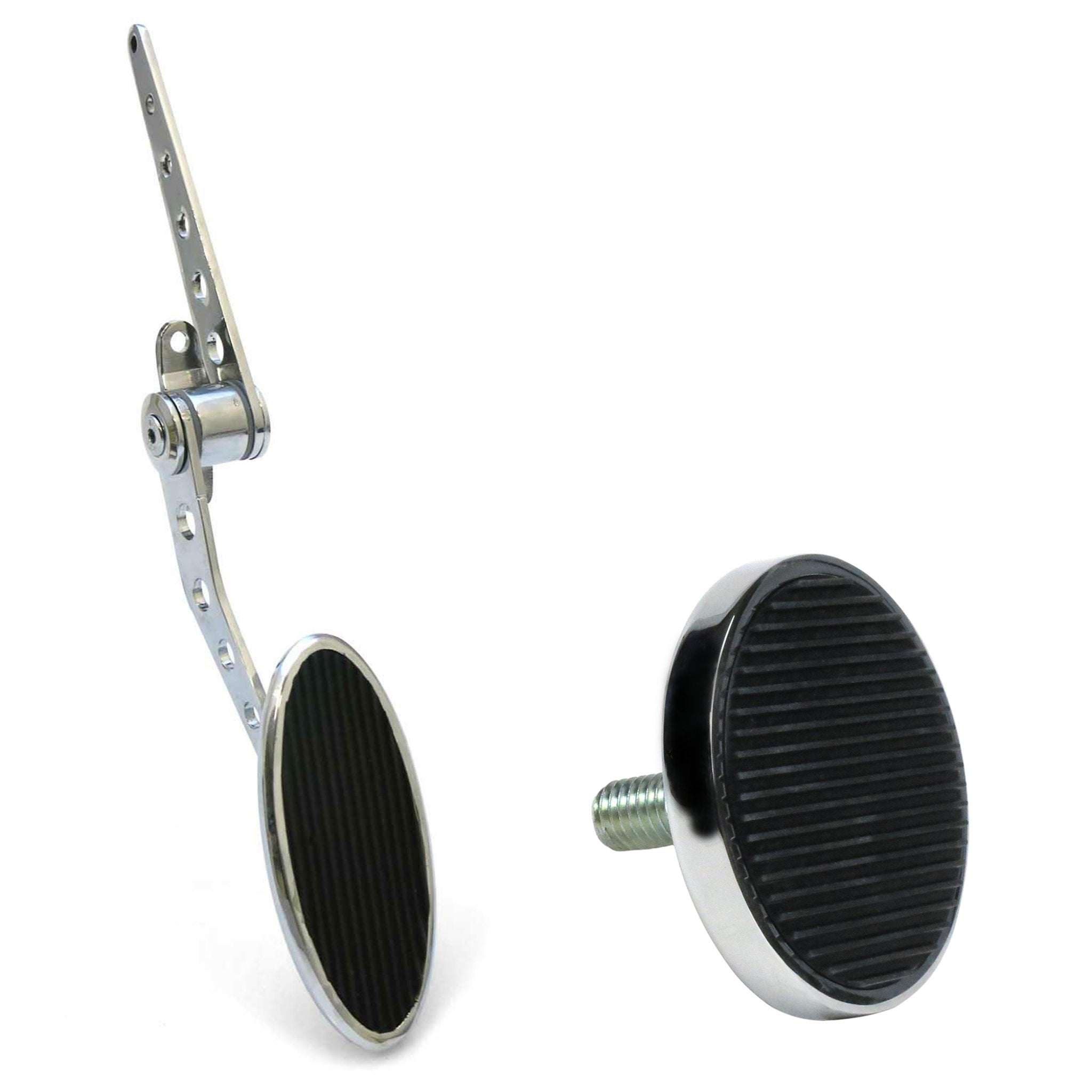 Chromed Billet Firewall Mount Gas Pedal & Round Brake/Clutch Pedal