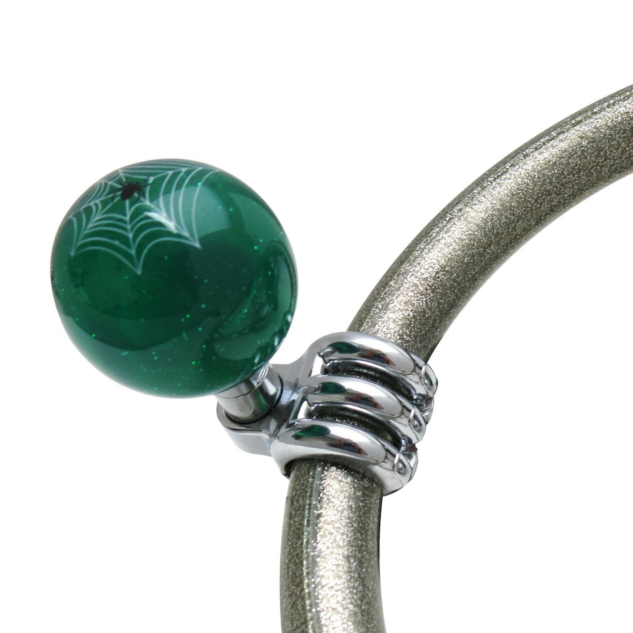 Green Spider Web Old Skool Round Metal Flake Adjustable Suicide Brody Knob