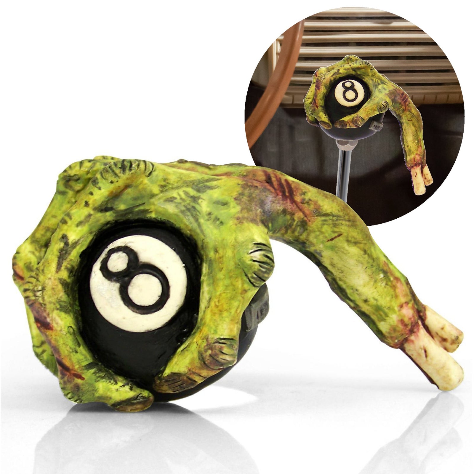 Grippy 8 Ball Zombie Hand Custom Shift Knob Handcrafted Limited Edition Hot Rod
