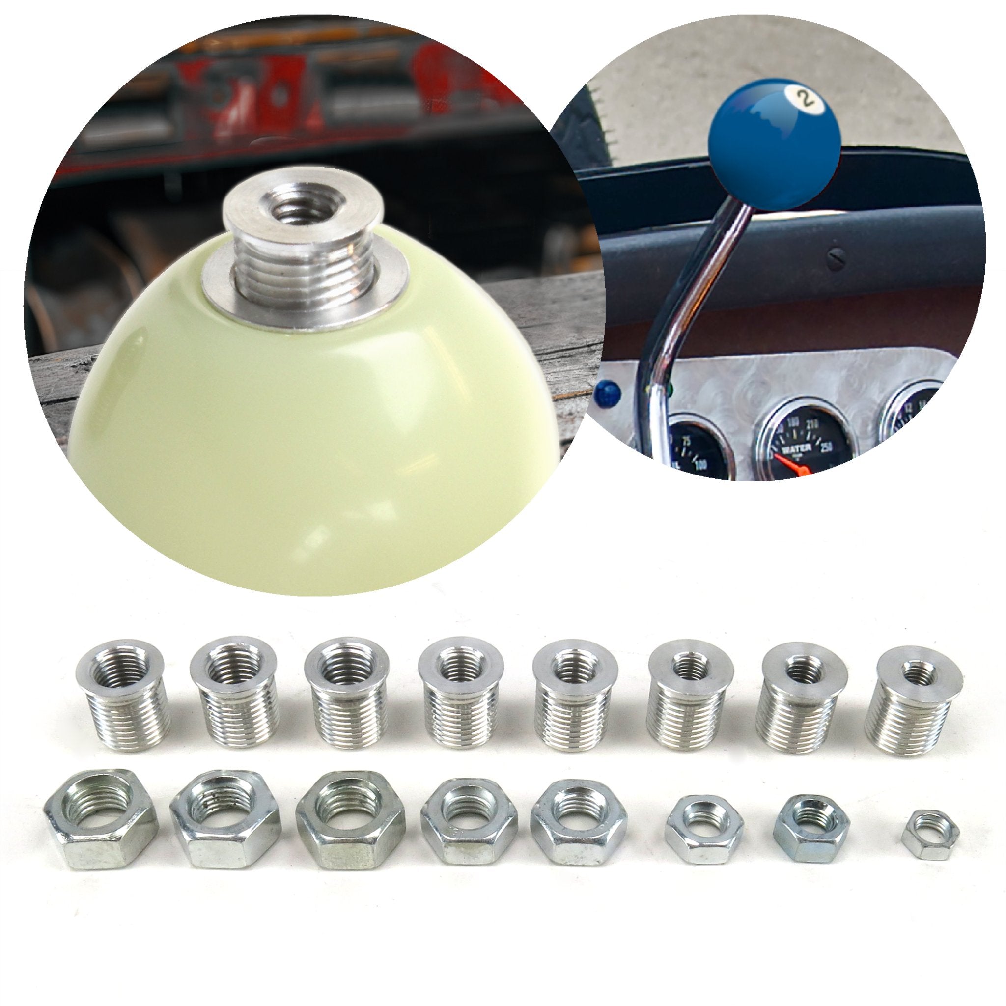 Shift Knob Threaded Adapter Set - Multiple Sizes Based On M16 x 1.5 - Factory Fit