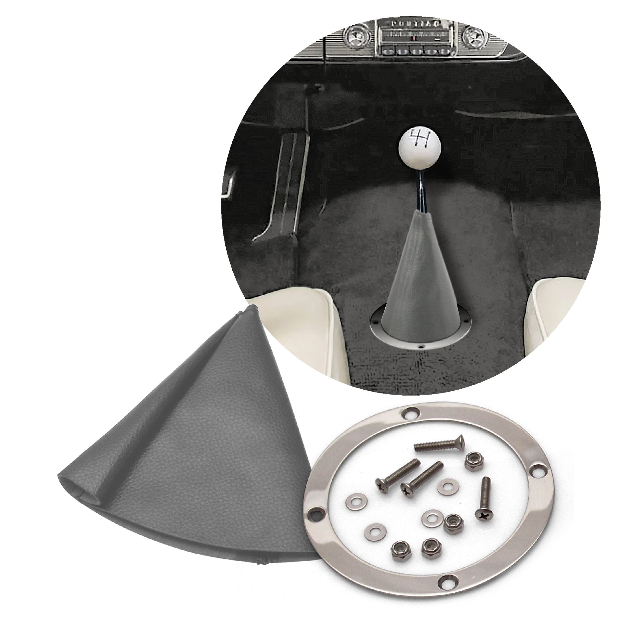 Vertical Shifter or Emergency Brake Boot with Round Trim Ring