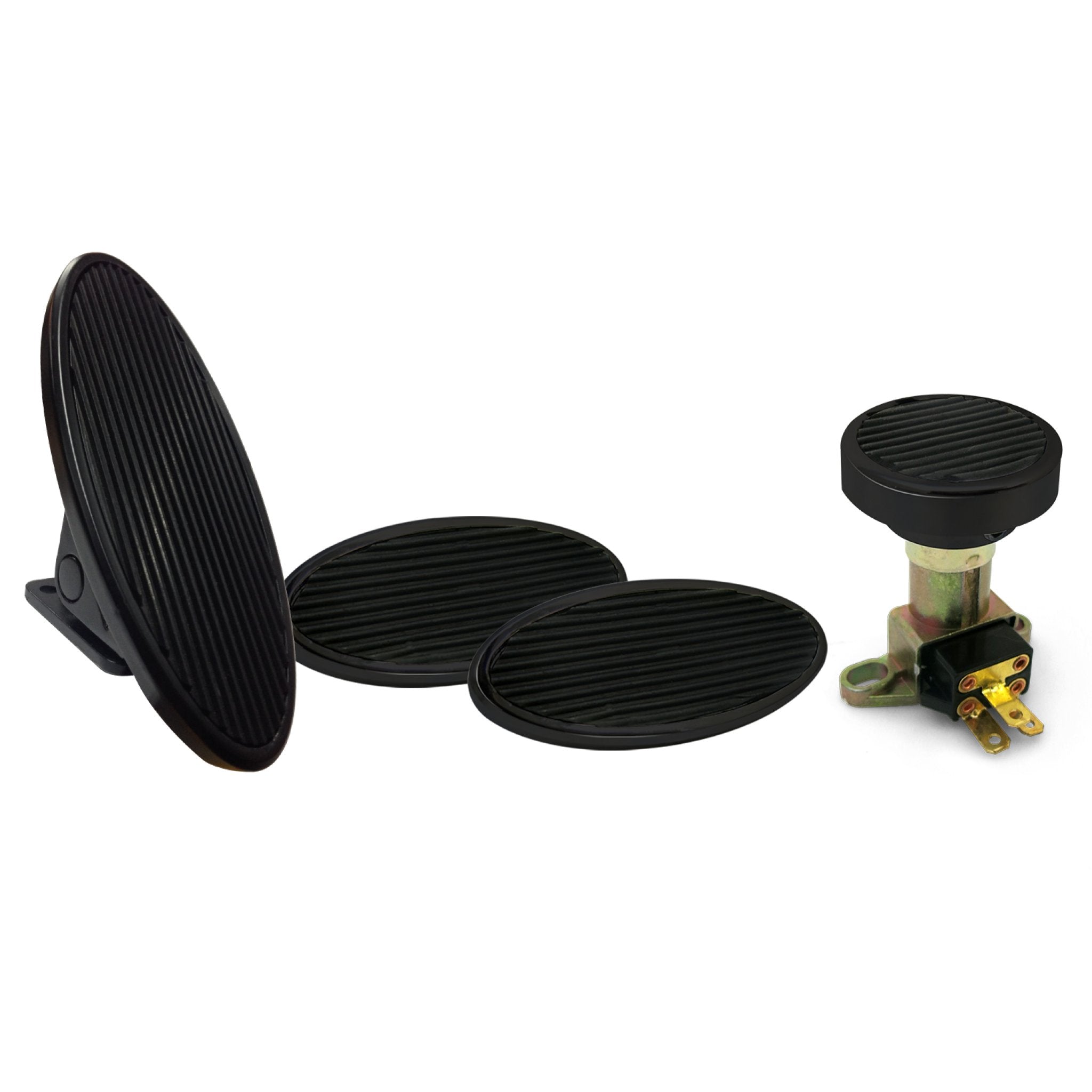 Billet Floor Mount Gas Pedal, 2 Sm Oval Brake/Clutch Pedals & Dimmer Pad