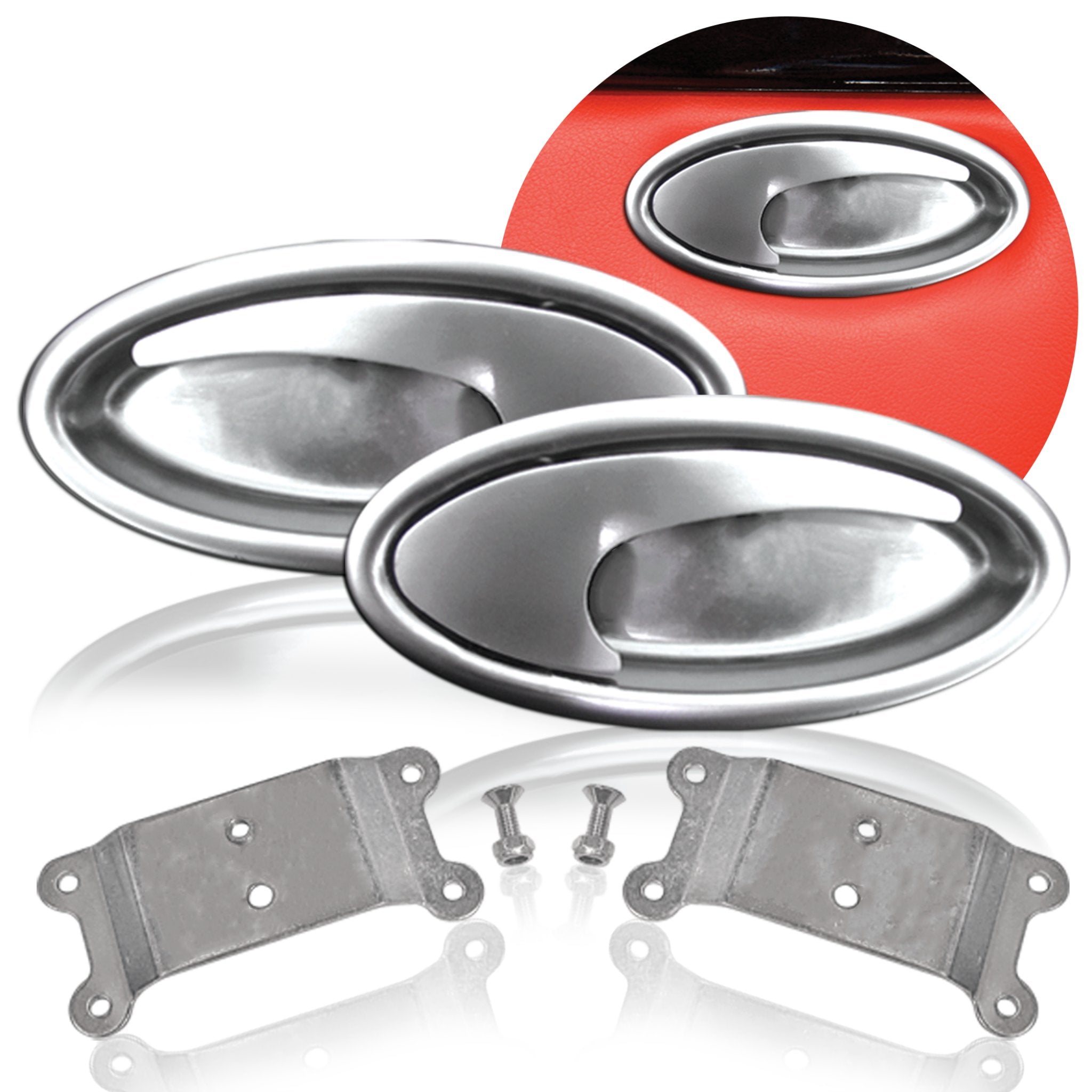 Swish Billet Aluminum Oval Interior Recessed Door Handle Pocket Lever Set Pair
