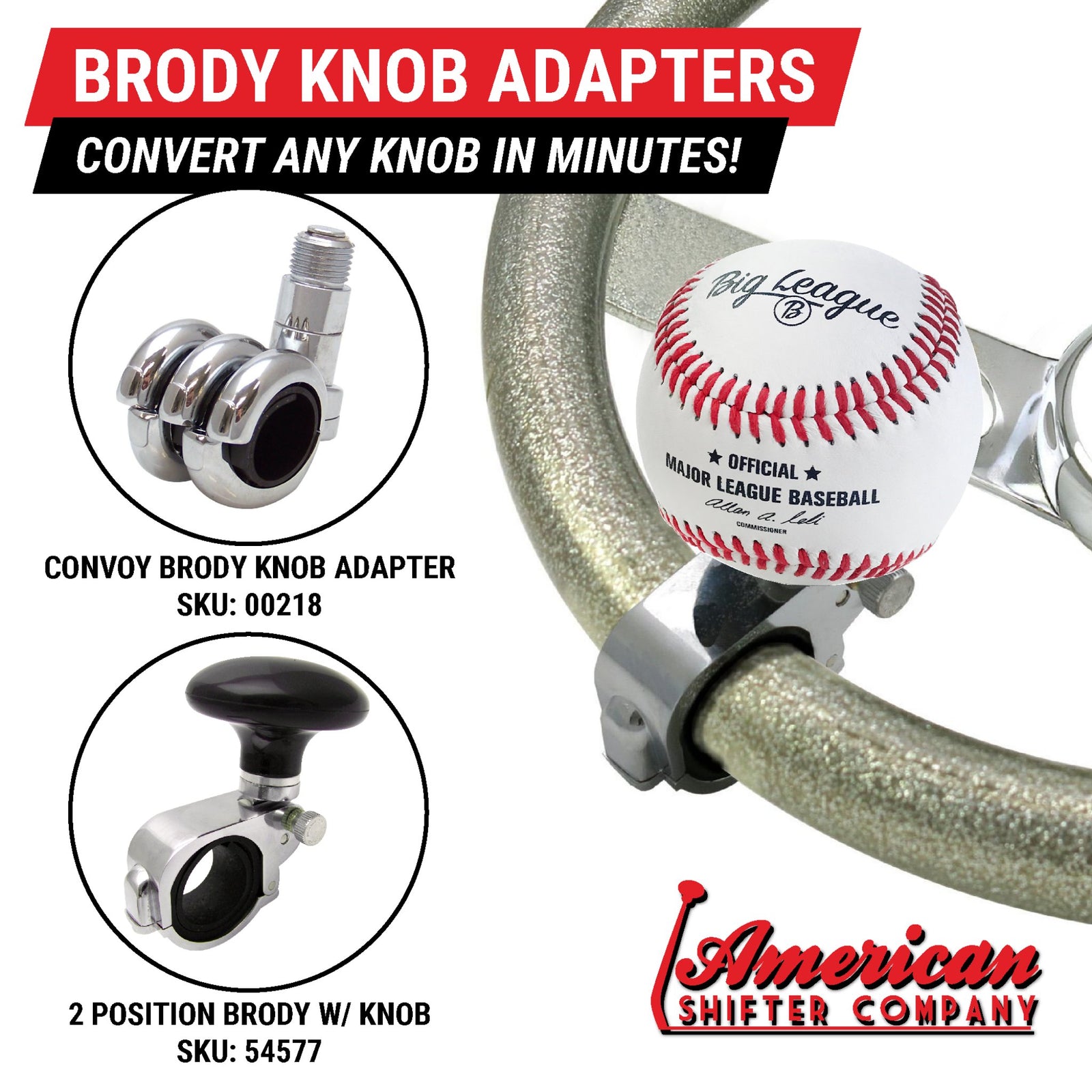 Official Big League Baseball Transmission Gear Shift Knob with Insert