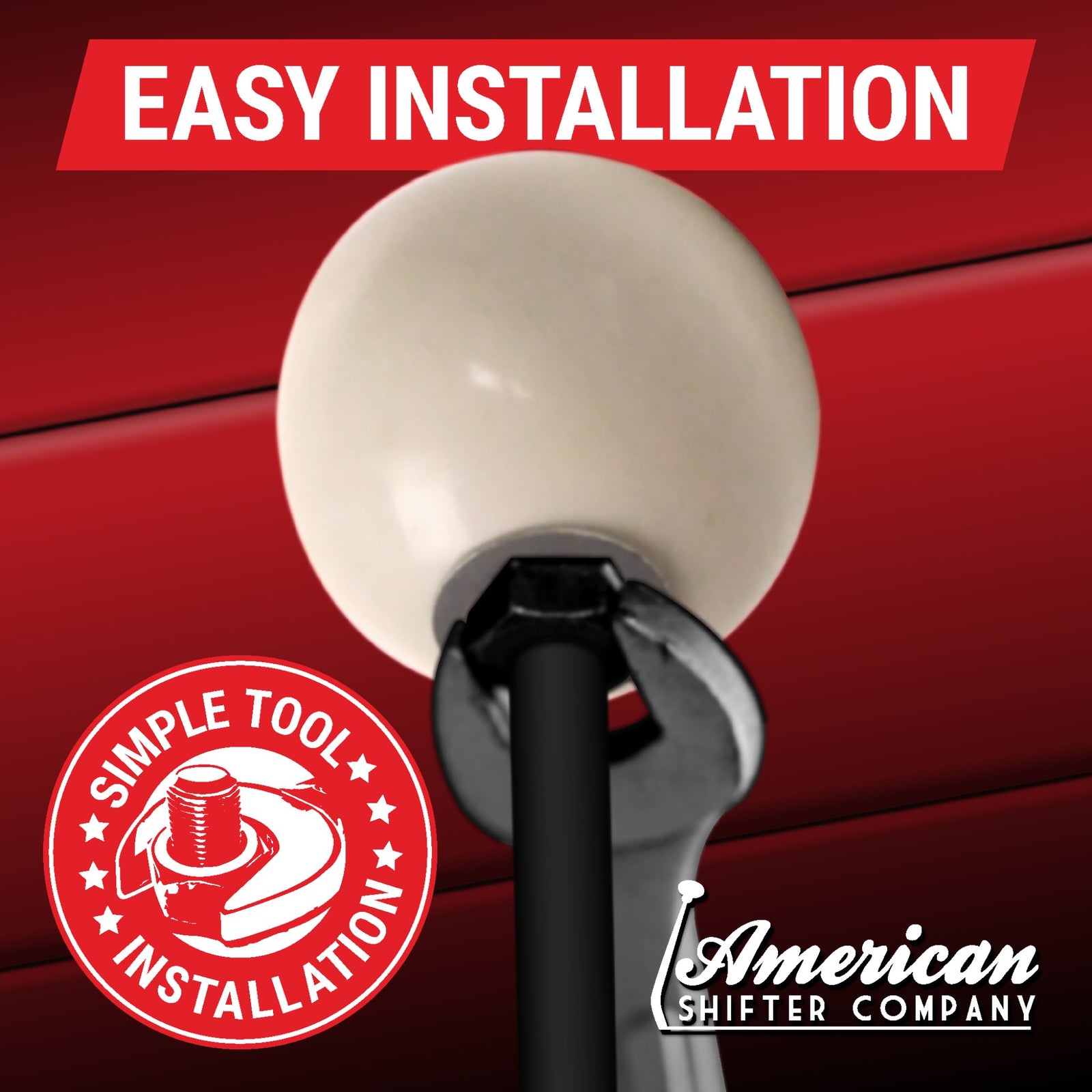 2016-Present Subaru Justy Rally Stripe Round Weighted Shift Knob - 16mm x 1.5 Insert 5 & 6 Speed Pattern Ivory & Red