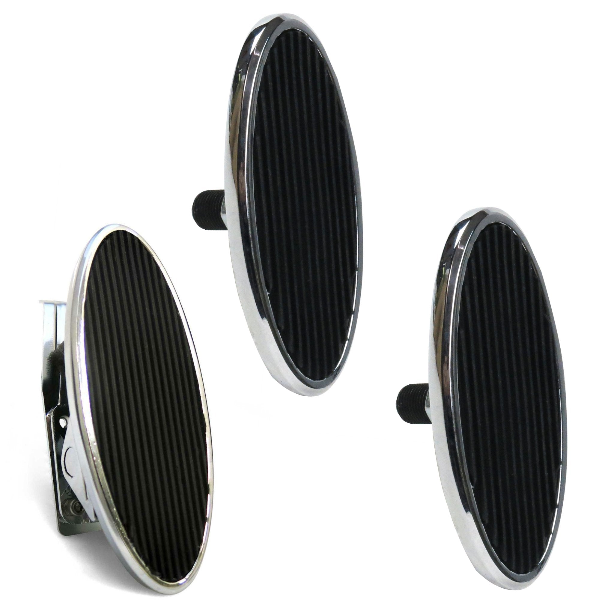 Chromed Billet Floor Mount Gas Pedal & 2 Large Oval Brake/Clutch Pedals