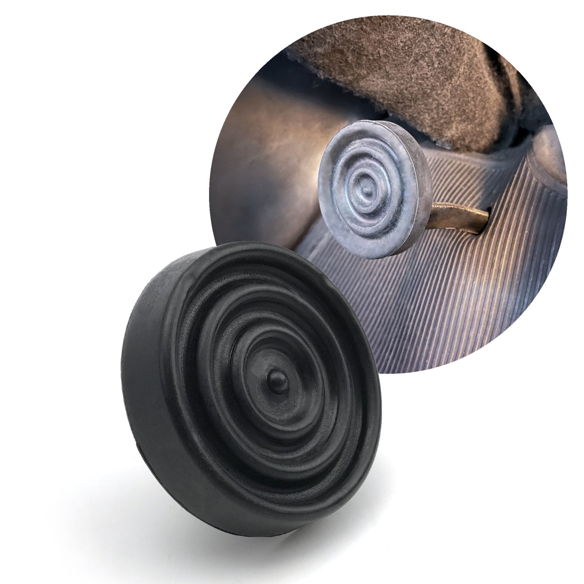 1901-1902 Isotta Fraschini Runabout round rubber brake pedal pad 3.25 inch dia 1/2 inch mounting stud rat rod Hot Rod