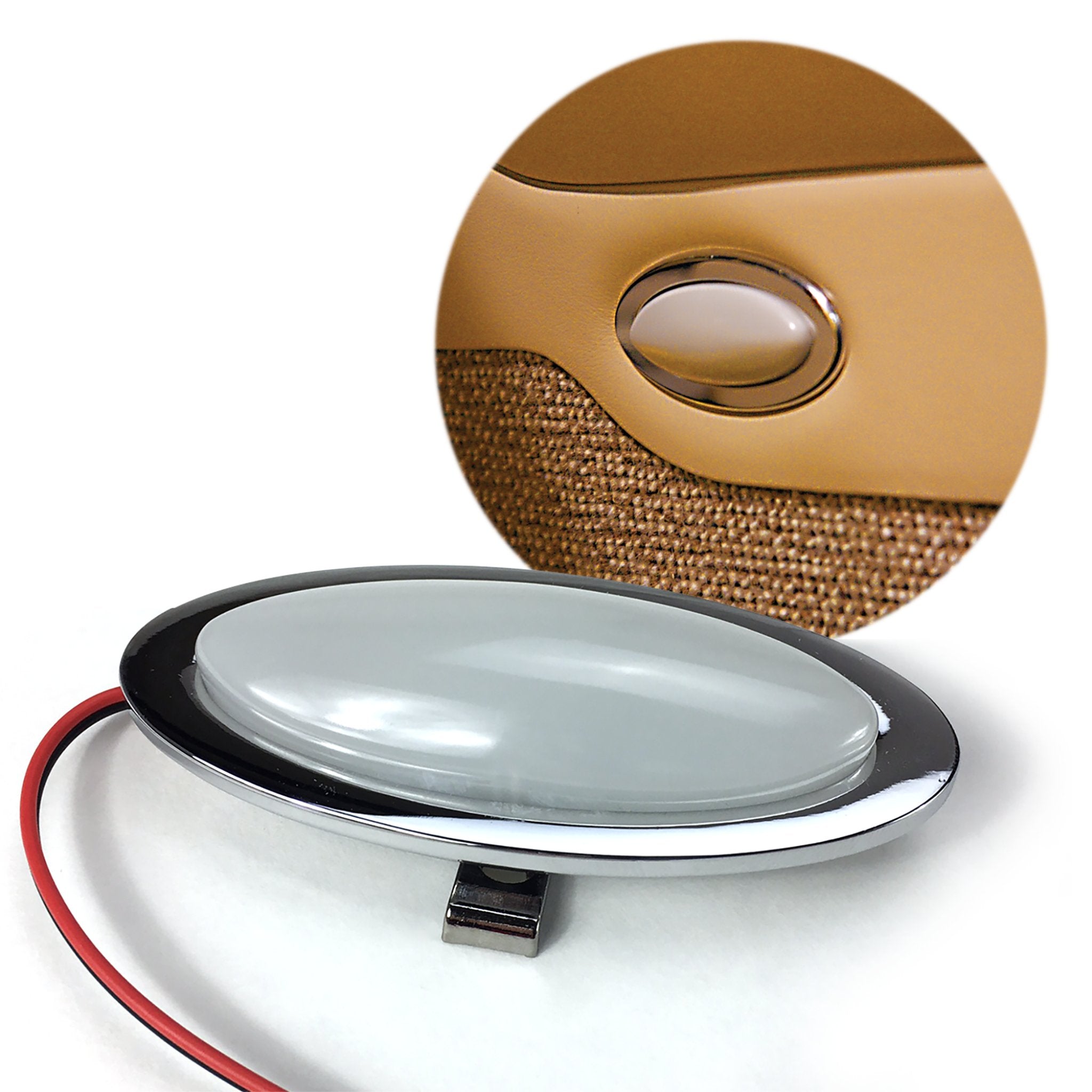 Billet Chrome Oval Universal Bright LED Interior Dome Light Courtesy Map Trunk