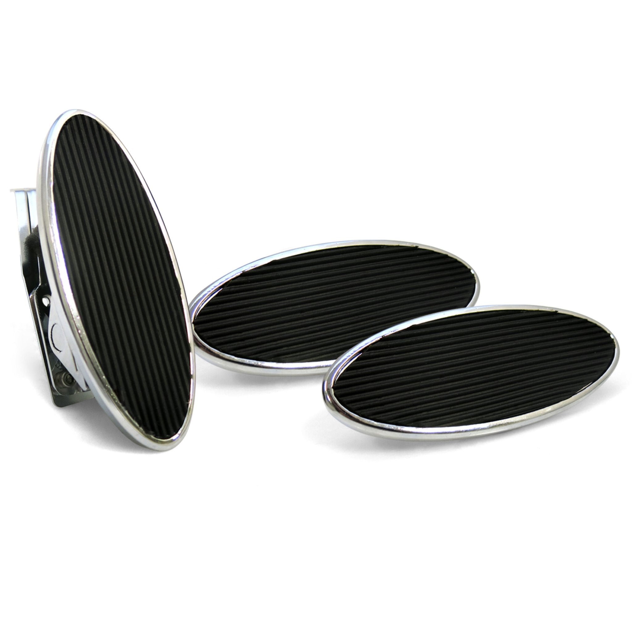 Chromed Billet Floor Mount Gas Pedal & 2 Large Oval Brake/Clutch Pedals