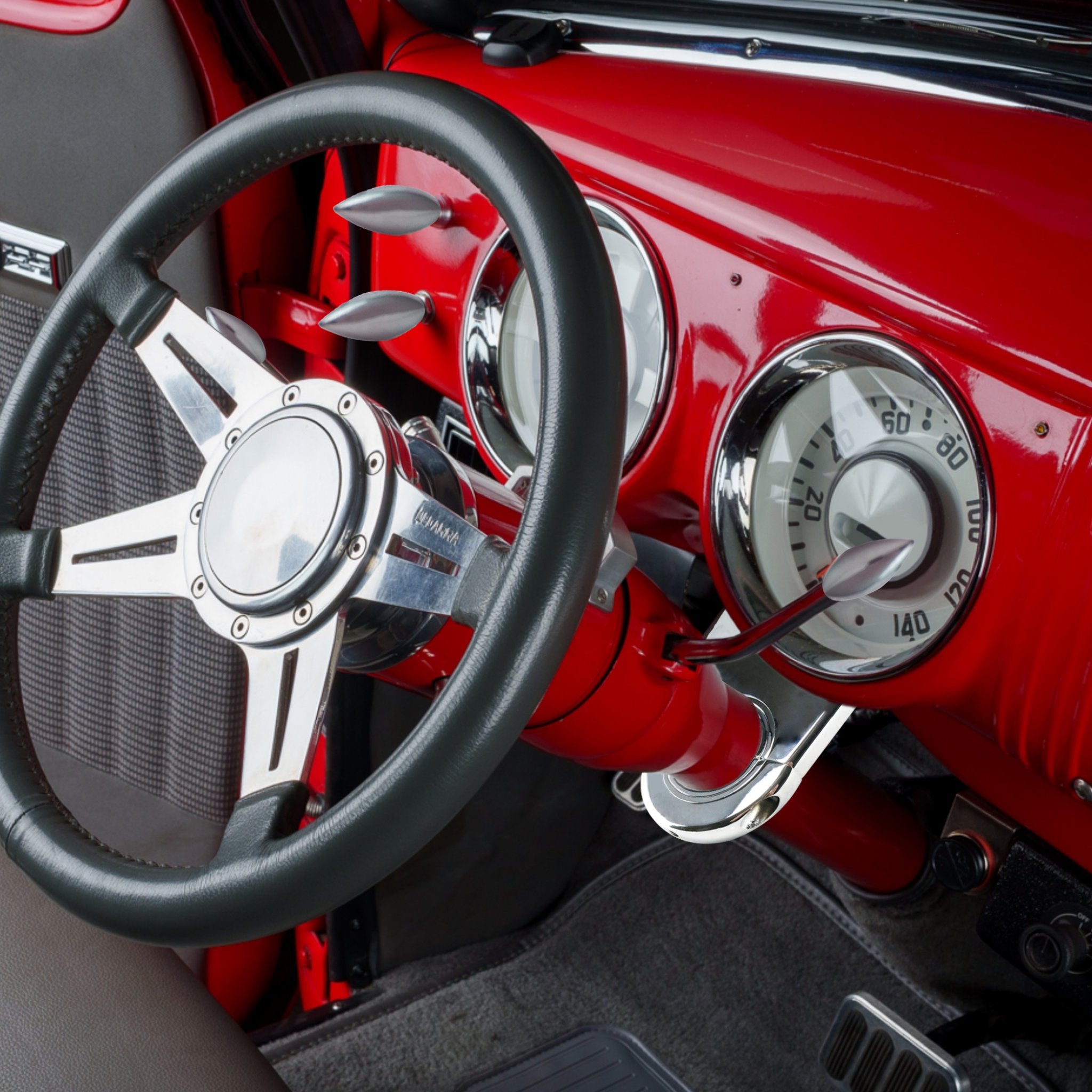 Bullet Steering Column & Dash Chrome Dress Up Kit - Column Drop, Levers & Knobs