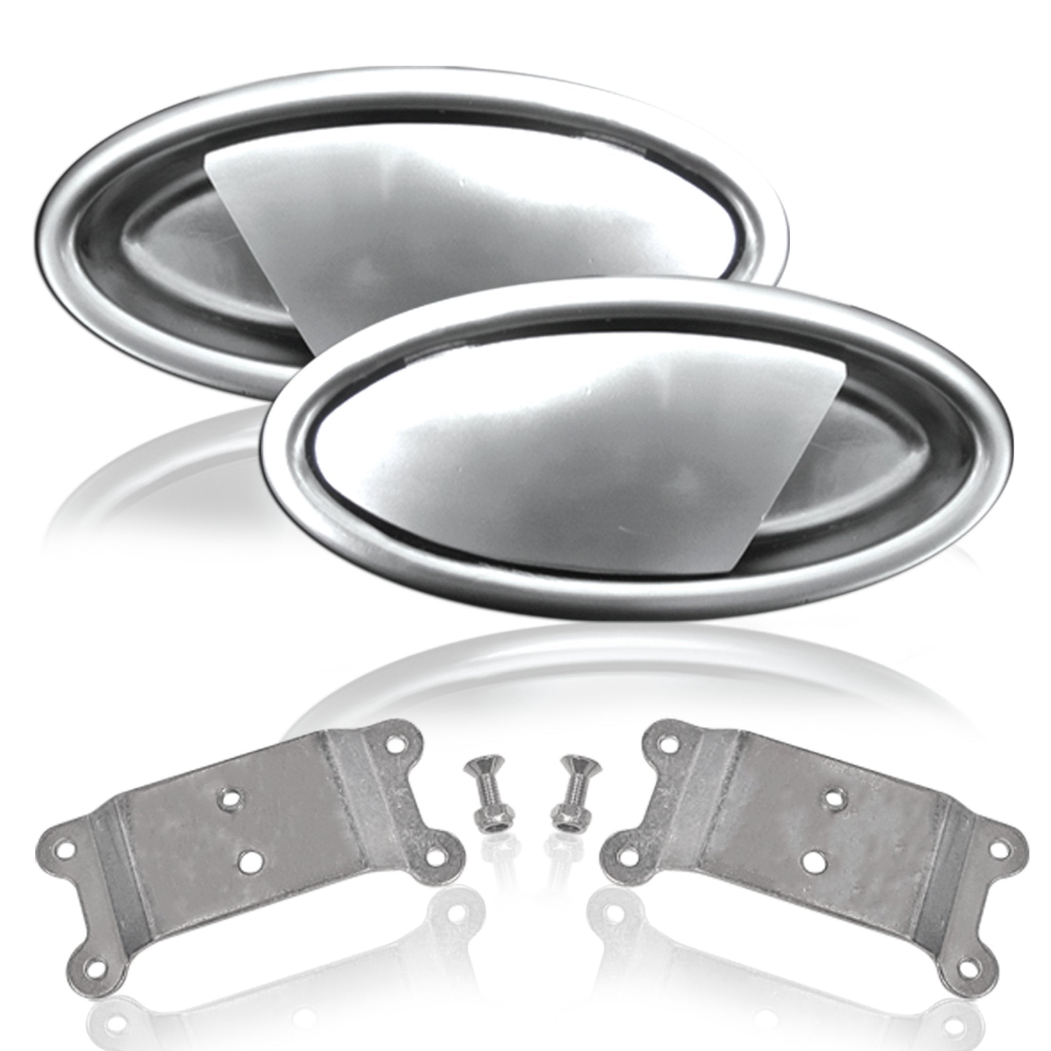Cut Off Billet Aluminum Oval Interior Recessed Door Handle Pocket Lever Set Pair