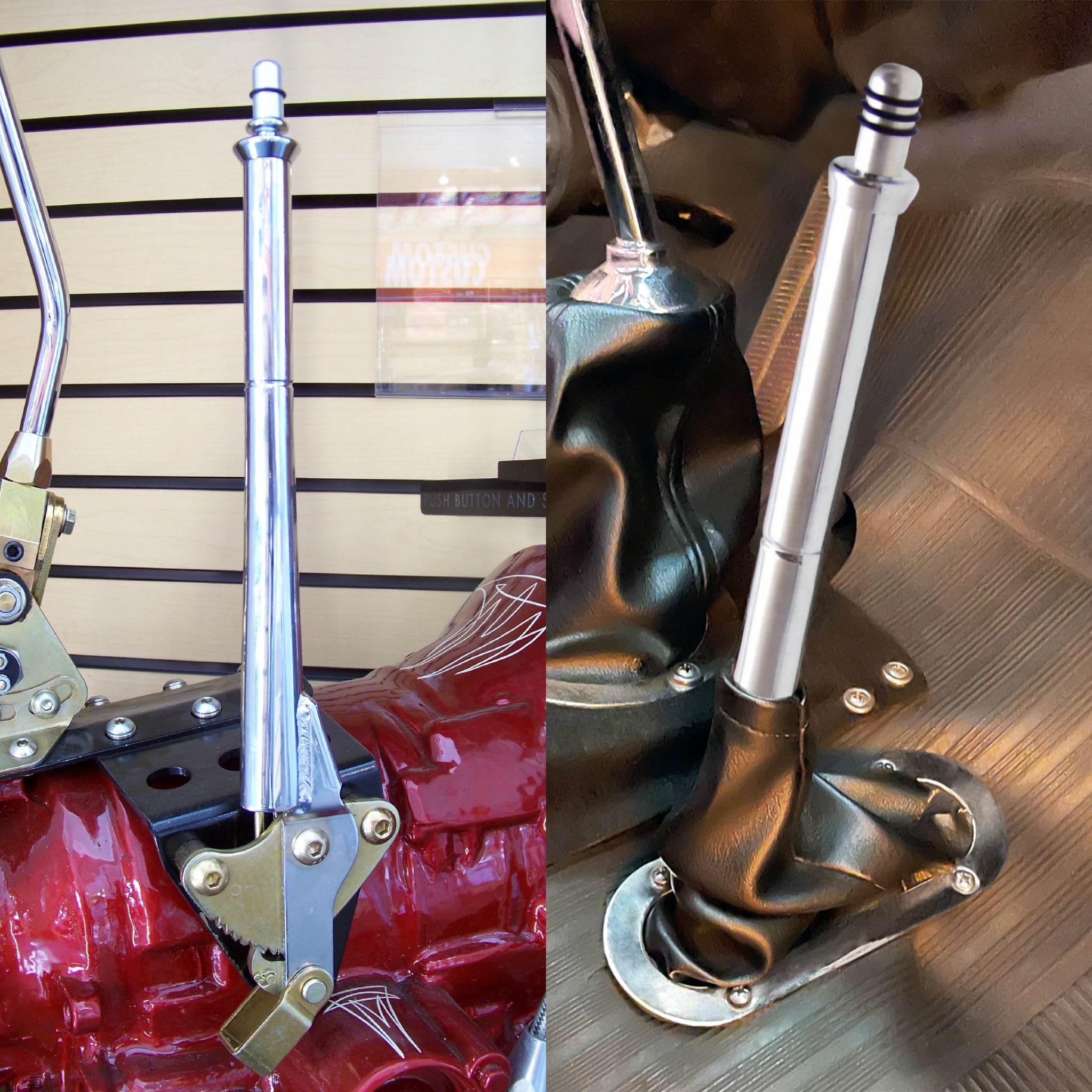 Chrome Transmission Mount Vertical Emergency Hand Brake 11in Handle - Heavy-Duty