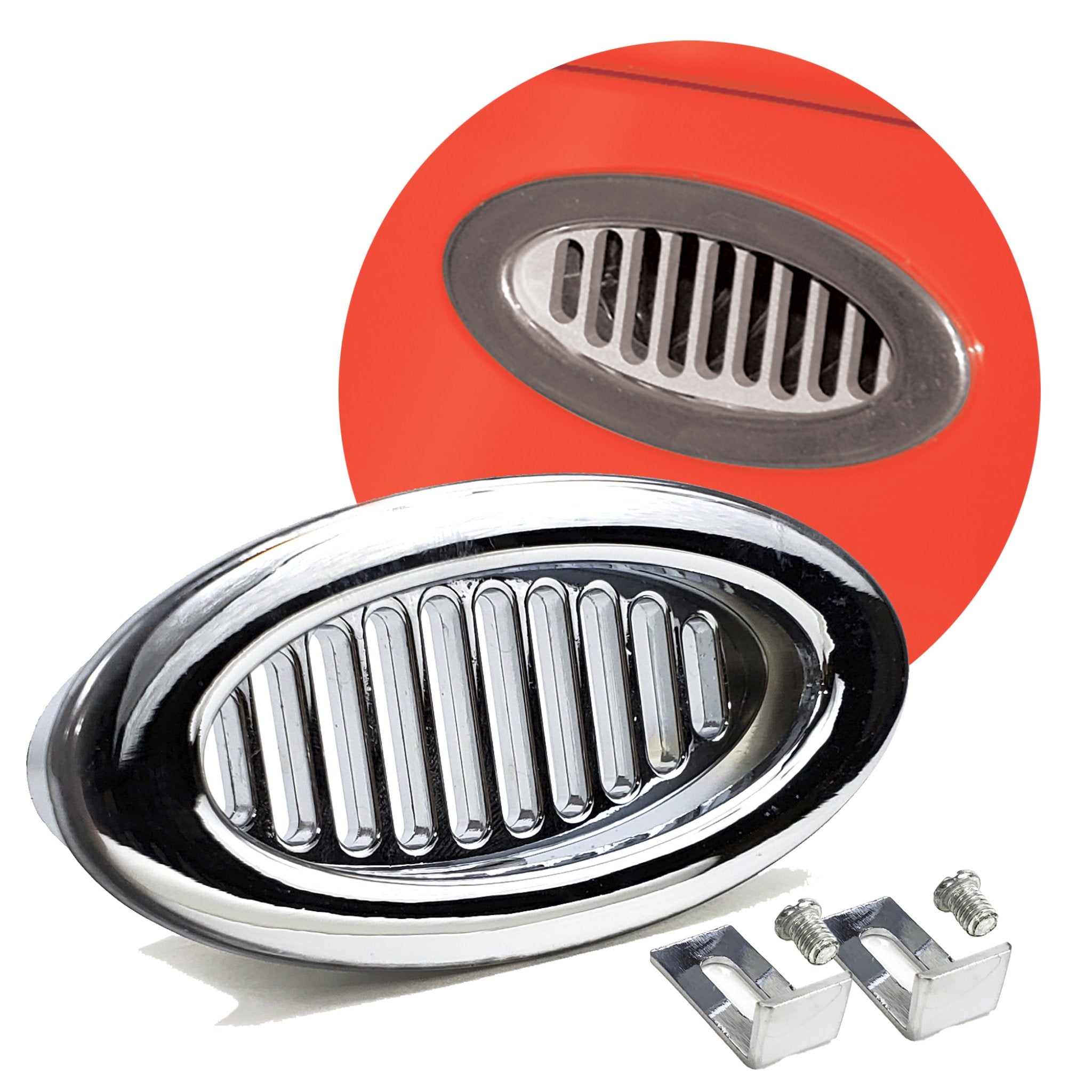 Billet Chrome Oval AC Air Conditioning Heater Dash Vent Universal Hood Louver