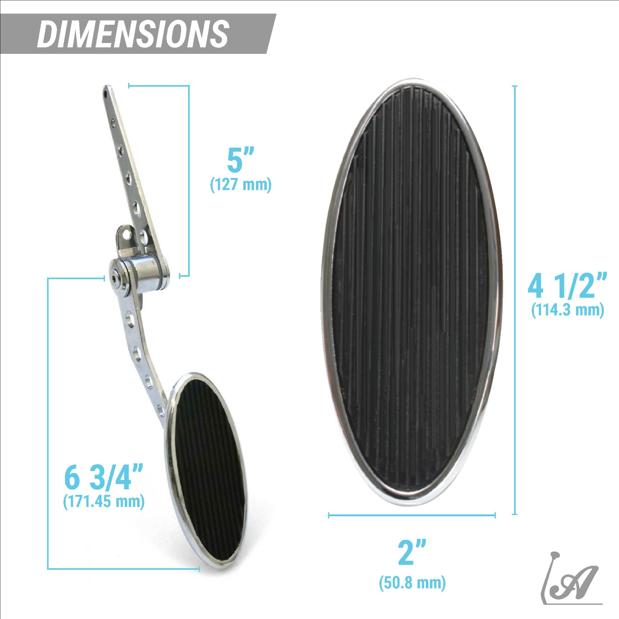 Chromed Billet Firewall Mount Gas Pedal & Round Brake/Clutch Pedal