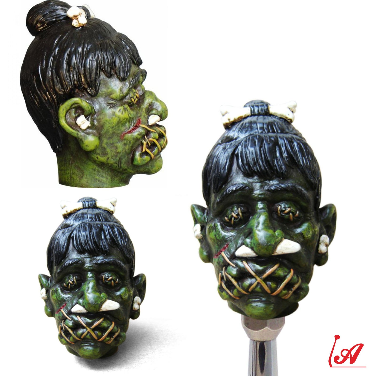 Sammie Shrunkin Head Custom Shift Knob Handcrafted Limited Edition HotRod Zombie