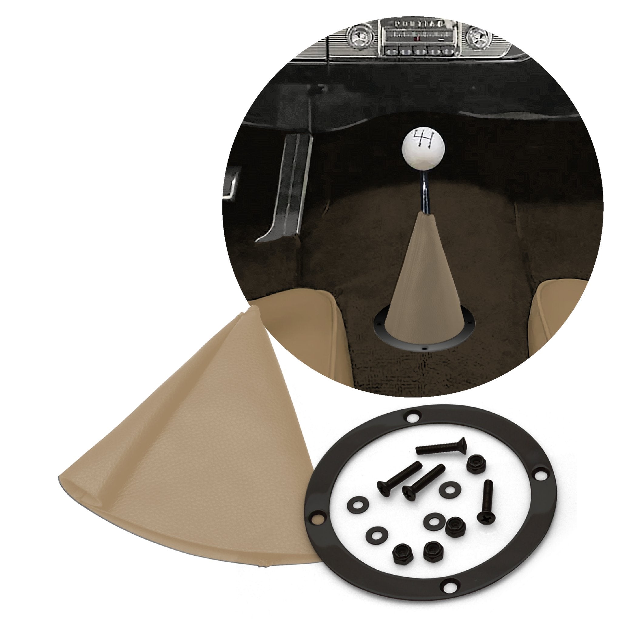 Vertical Shifter or Emergency Brake Boot with Round Trim Ring
