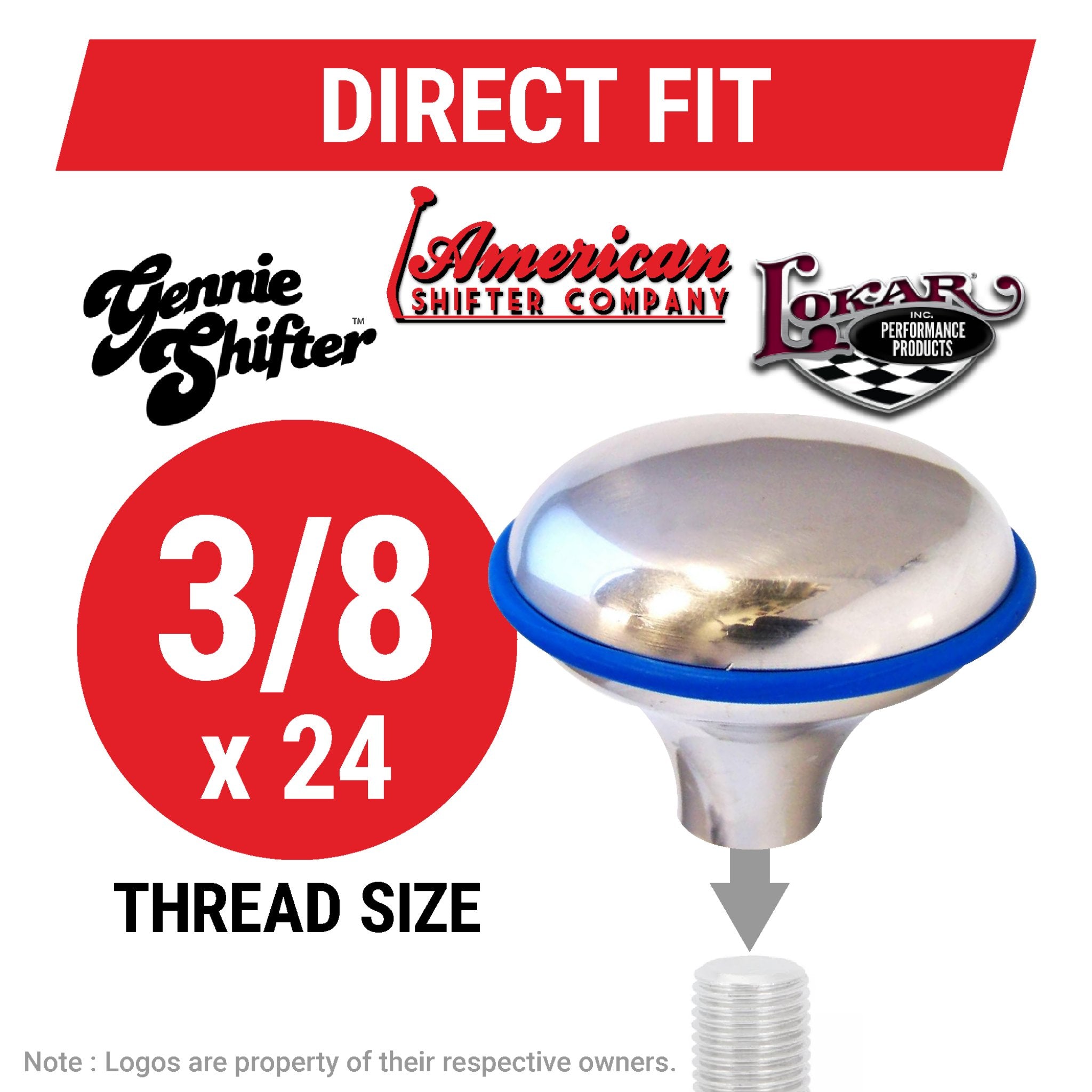 Polished Billet Aluminum Nostalgic Custom Shift Knob with 4 Color O-Ring Options