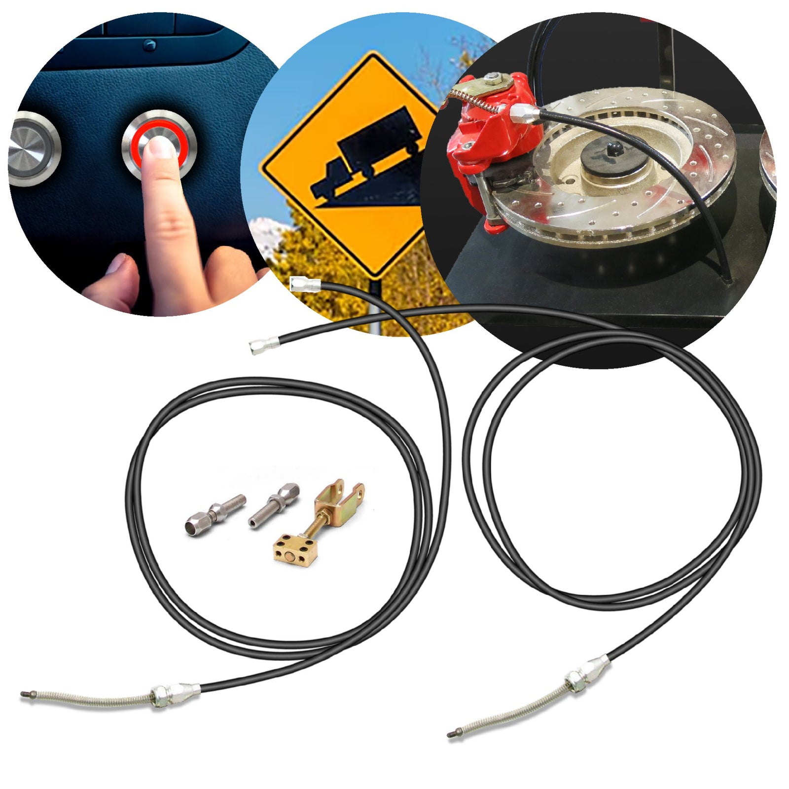 2 Heavy-Duty Emergency Hand Brake Cable Kit -Teflon Housing -Adjustable Hardware
