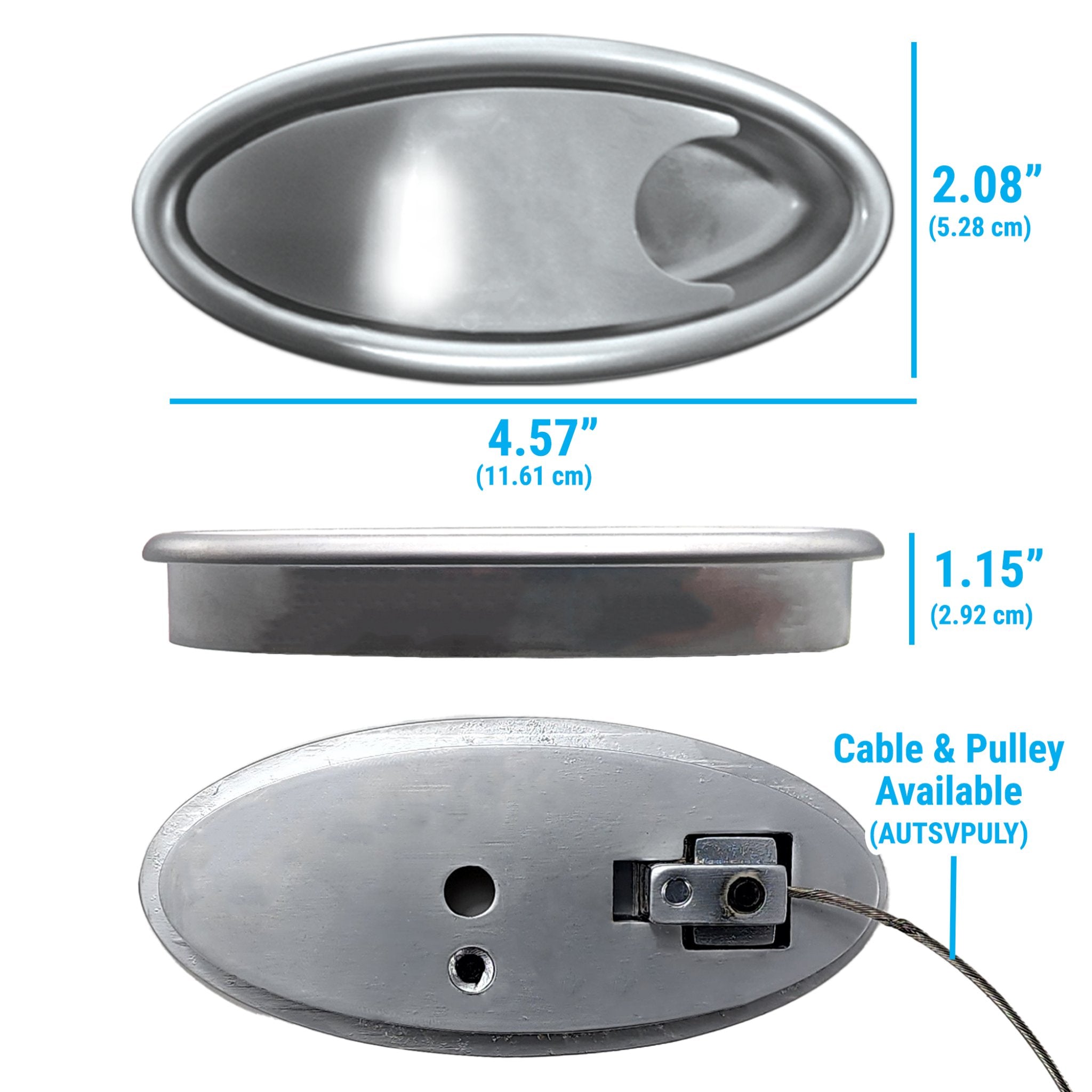 Notched Billet Aluminum Oval Interior Recessed Door Handle Pocket Lever Set Pair