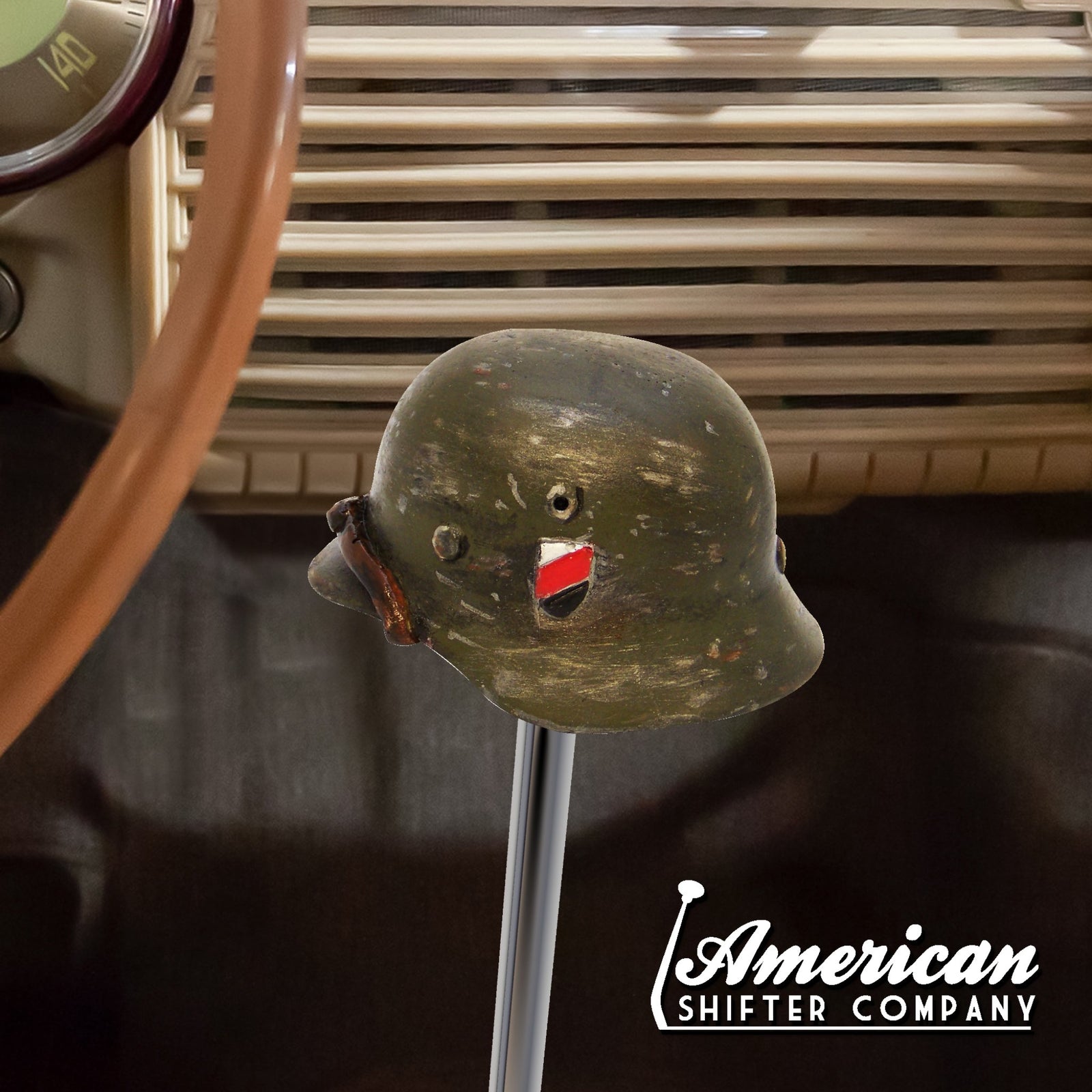 German WII Helmet Custom Shift Knob Handcrafted Limited Edition - Hot Rod