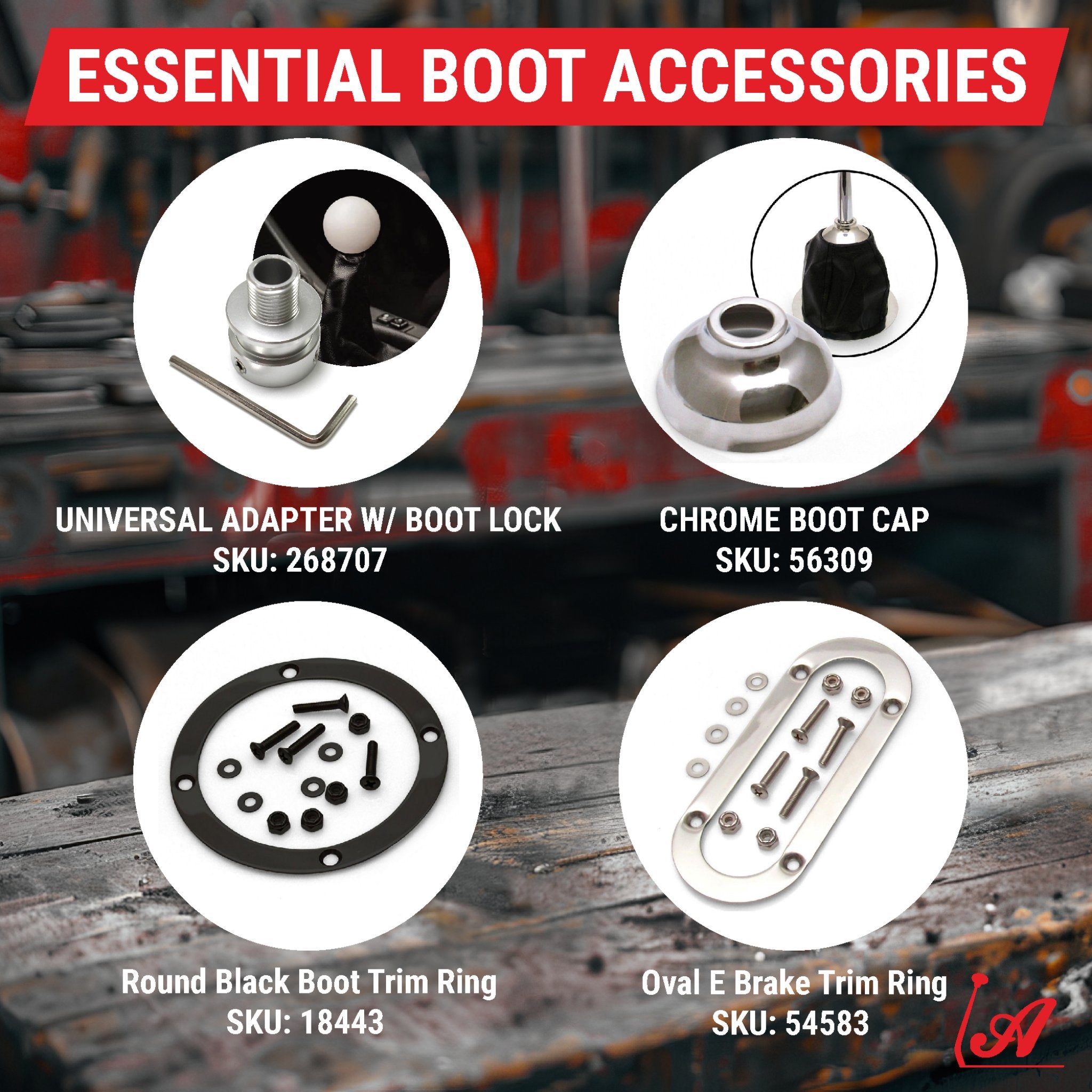 Round Shift Boot Trim Beauty Ring with Mounting Hardware for Floor Shifters & Emergency Brakes
