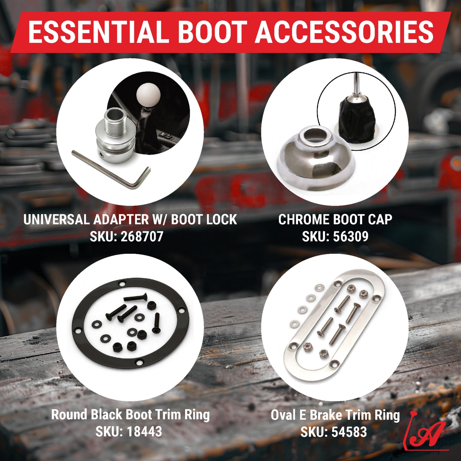 Round Shift Boot Trim Beauty Ring with Mounting Hardware for Floor Shifters & Emergency Brakes
