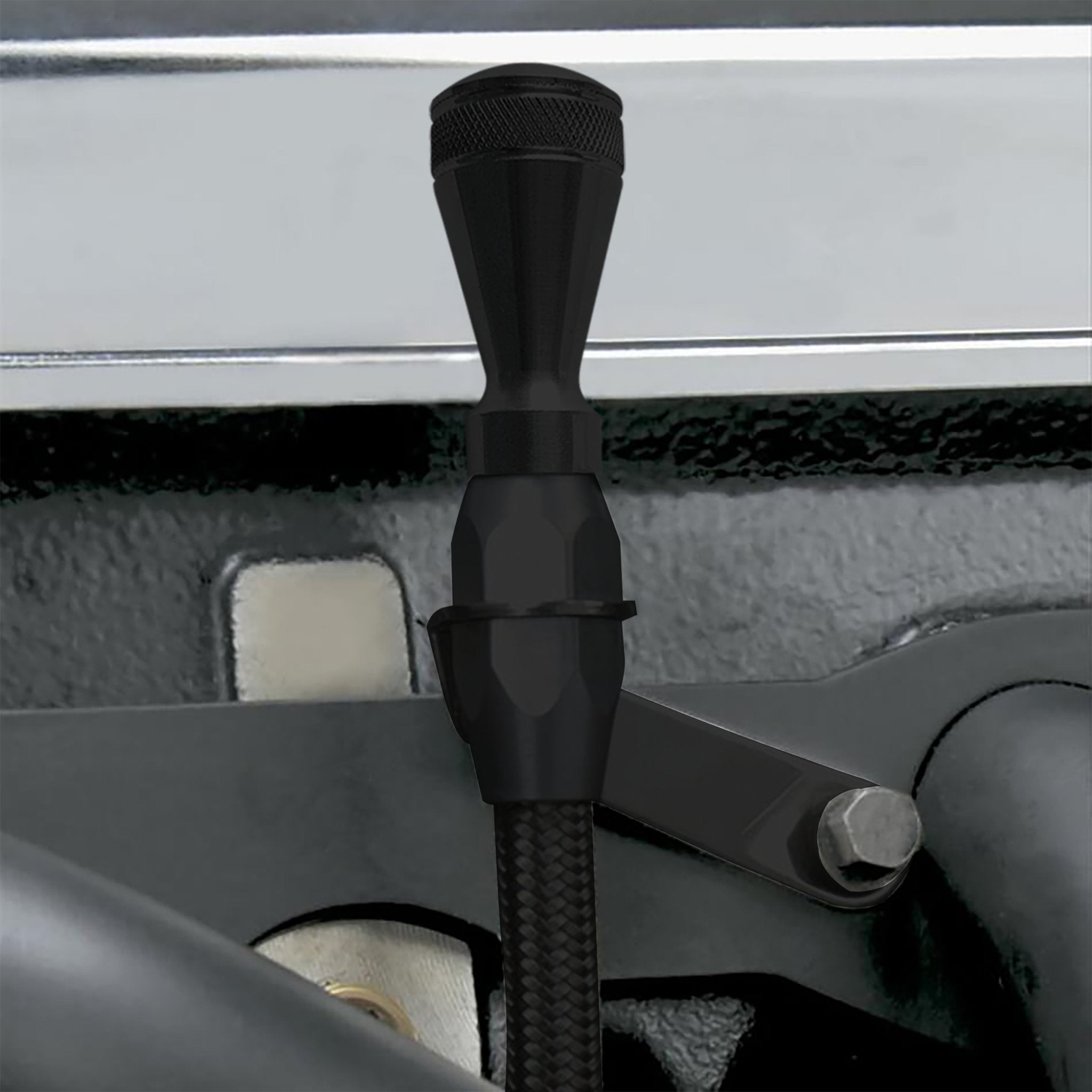 Black Engine Oil Dipstick Chevy SBC 1980 and Later Stainless Steel - Twist Lock