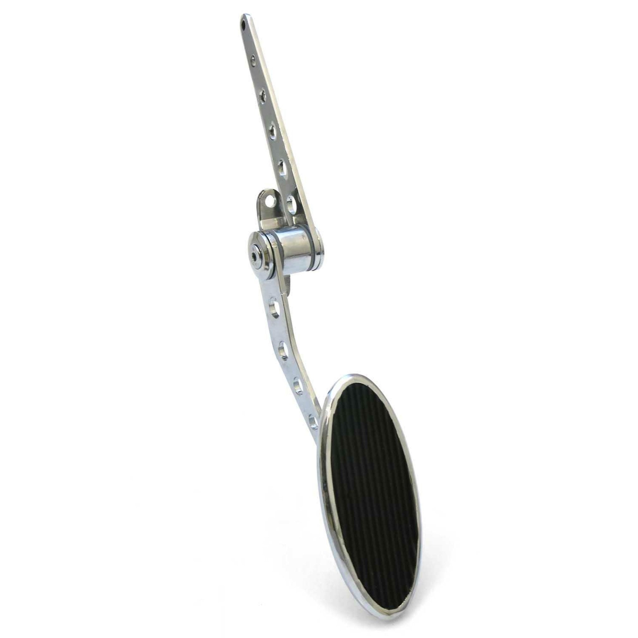 Oval Chrome Billet Floor Mount Gas Pedal Assembly-Firewall Mount Non-Slip Rubber