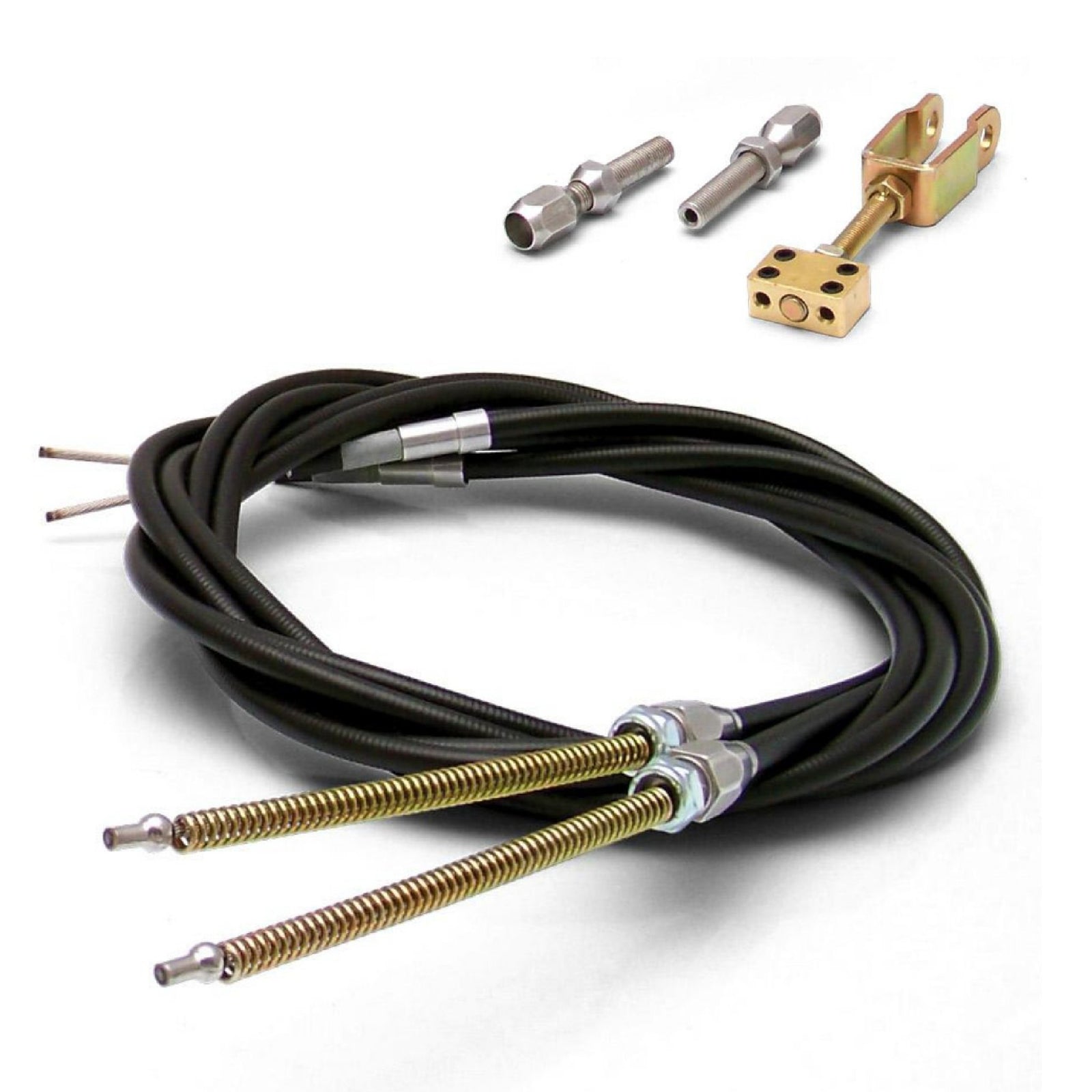2 Heavy-Duty Emergency Hand Brake Cable Kit -Teflon Housing -Adjustable Hardware