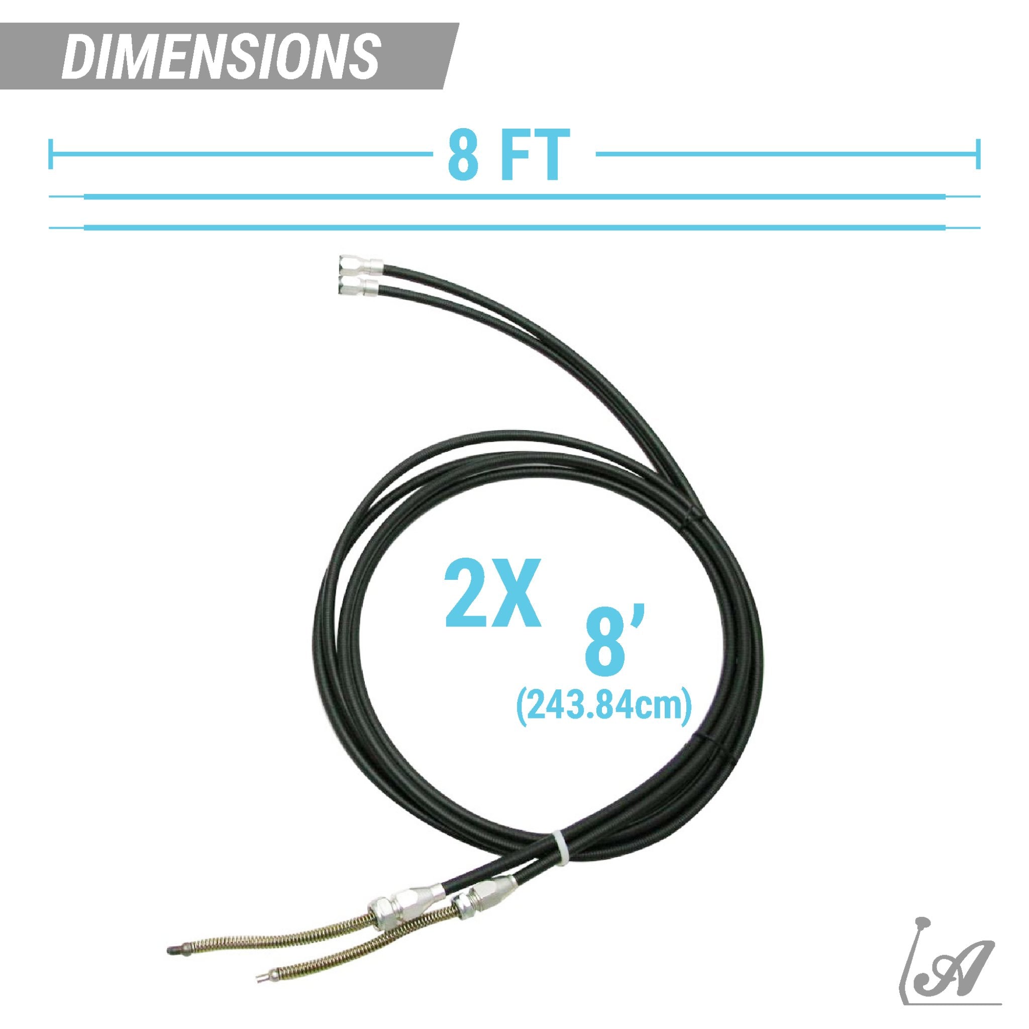 2 Heavy-Duty Emergency Hand Brake Cable Kit -Teflon Housing -Adjustable Hardware