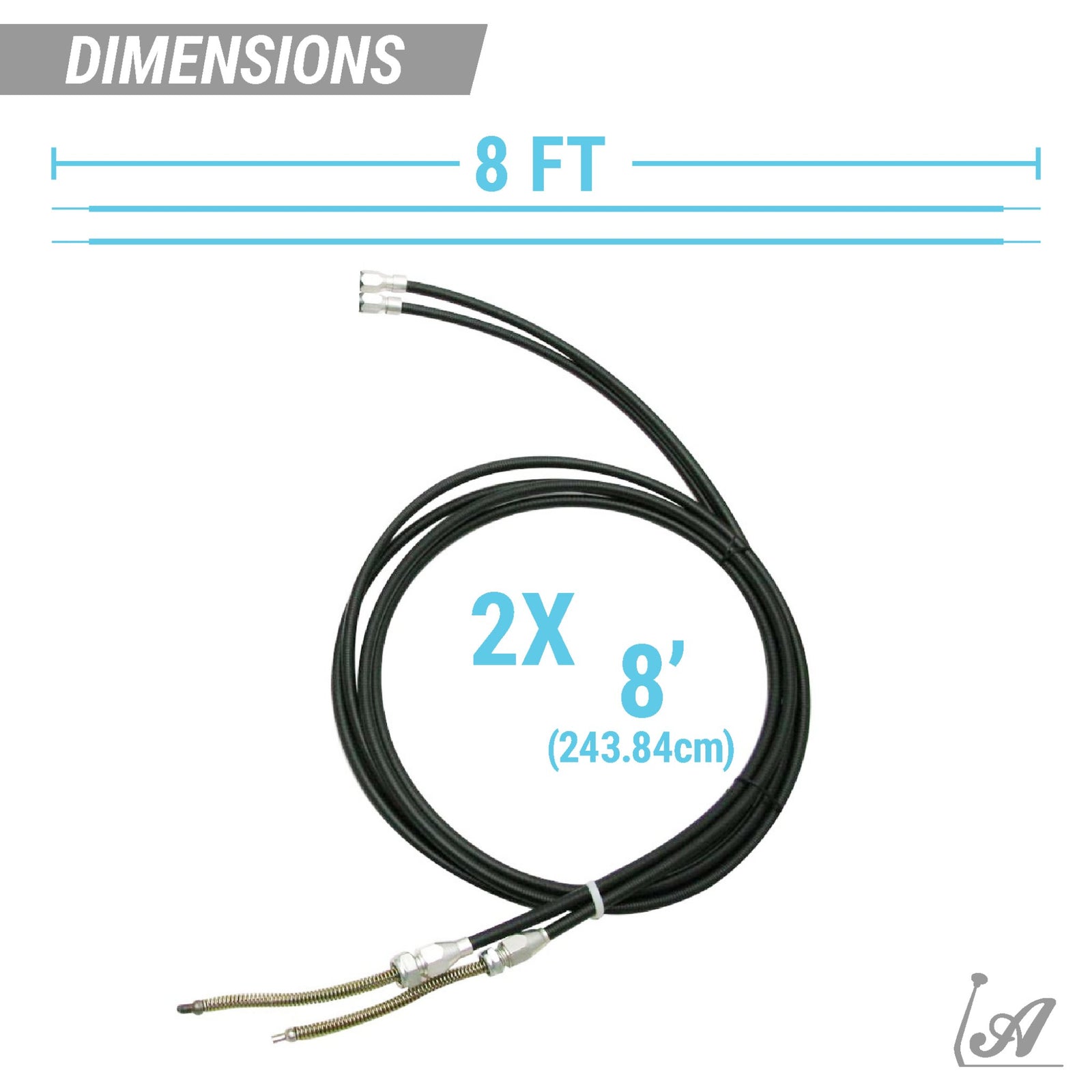 2 Heavy-Duty Emergency Hand Brake Cable Kit -Teflon Housing -Adjustable Hardware