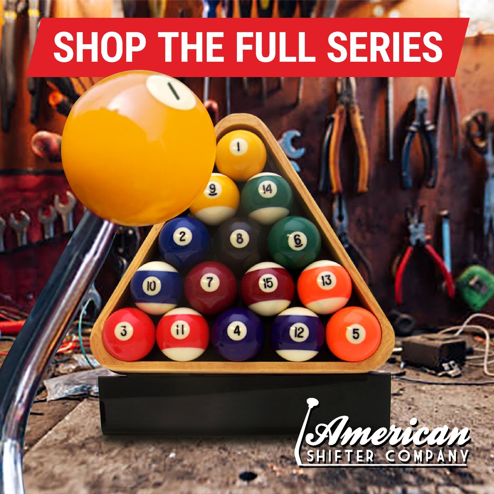Billiard Pool Ball Custom Shift Knob with Machined Steel 16mm x 1.5in Insert