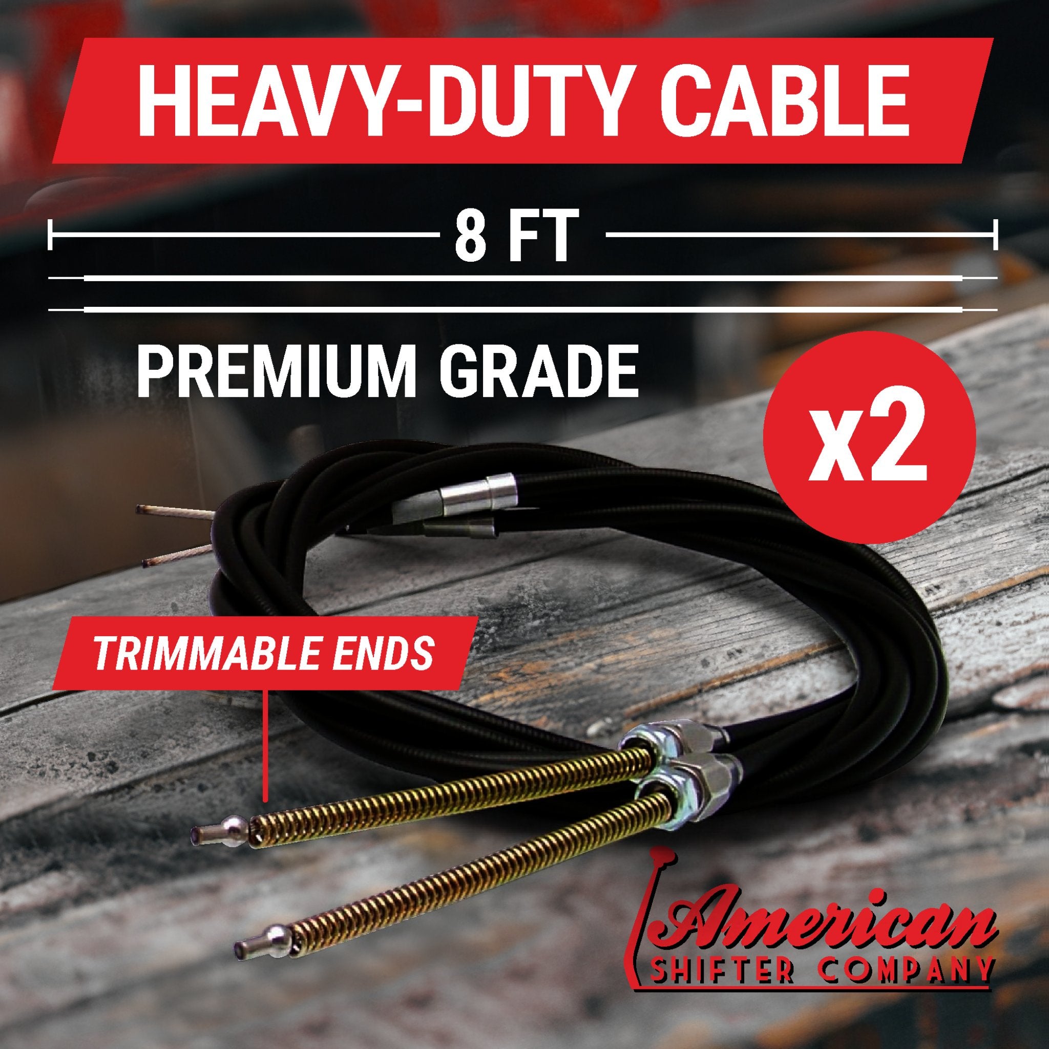 2 Heavy-Duty Emergency Hand Brake Cable Kit Teflon Housing Adjustable Hardware