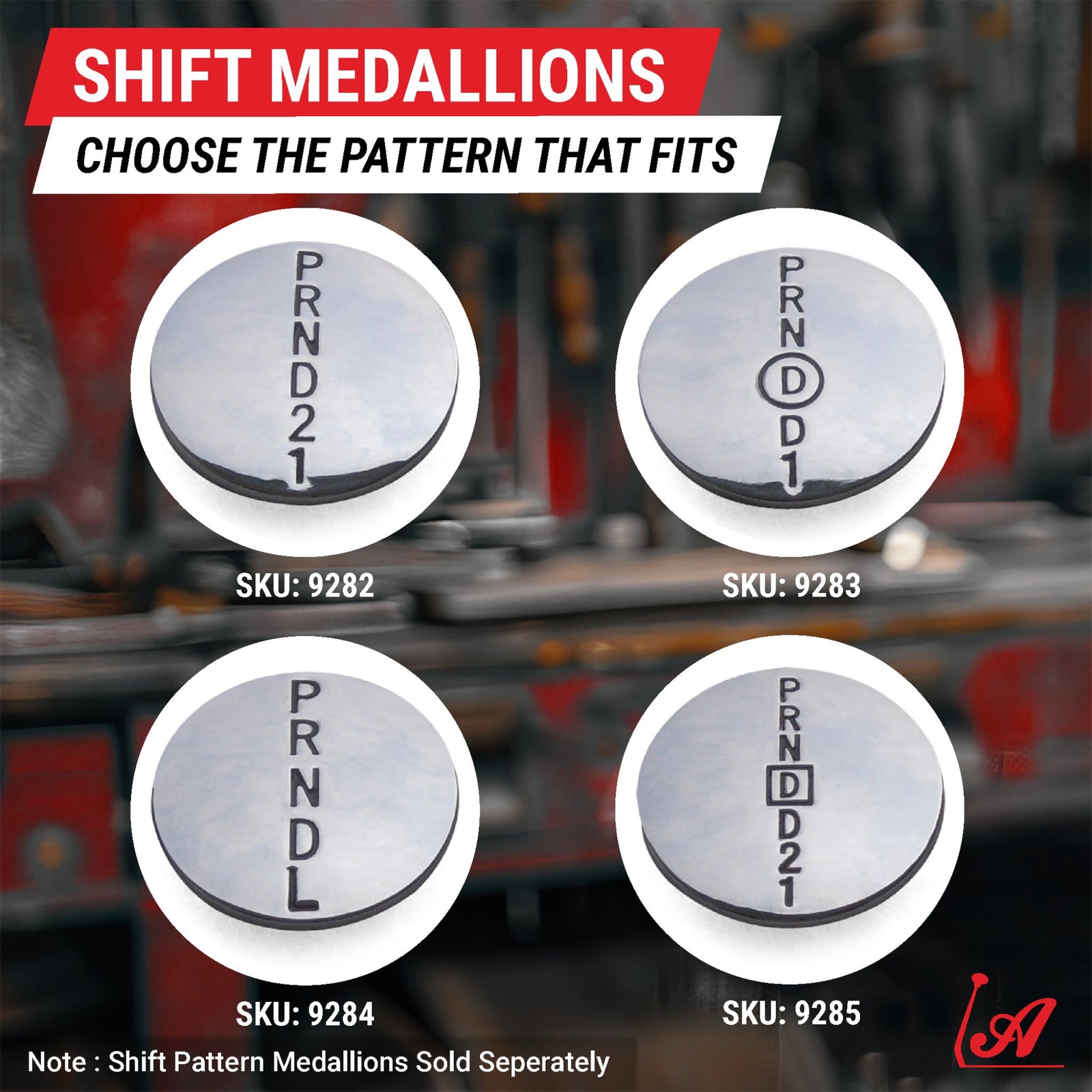 Custom Polished Metal Medallion Insert for Automatic Nostalgic Series Shift Knob