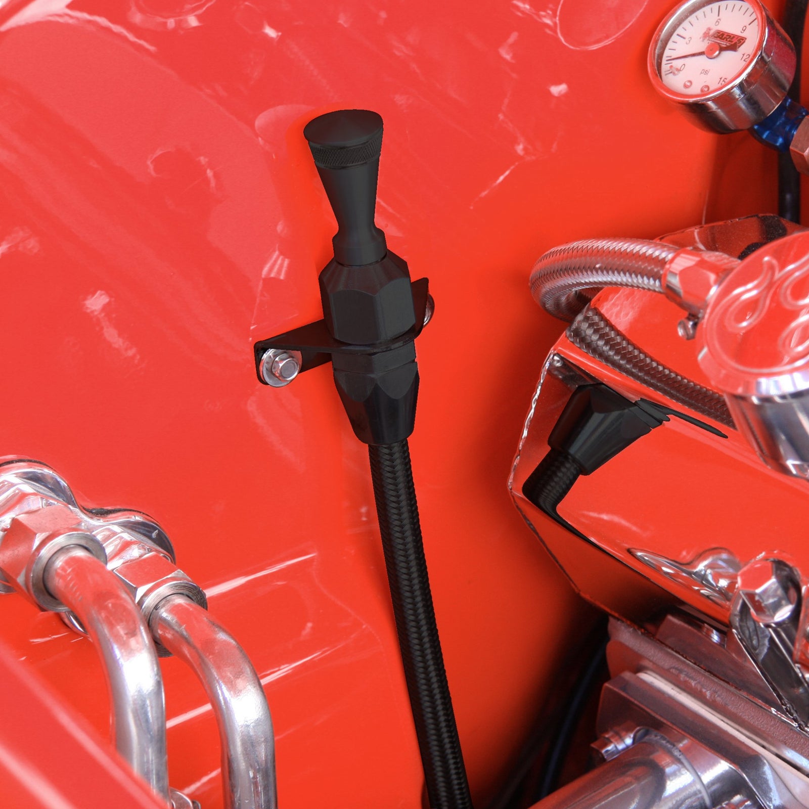 1992-1999 Chevrolet Suburban GM 4L80E BLK Billet / SS Braid Locking Transmission Dipstick Firewall/Trans Mnt v8 , Silverado,  LT, LS, SLT, LX, Cheyenne, SLX, Custom, SLE, K2500 Suburban, C1500 Suburban, K1500 Suburban, C2500 Suburban, Suburban, Suburban 1