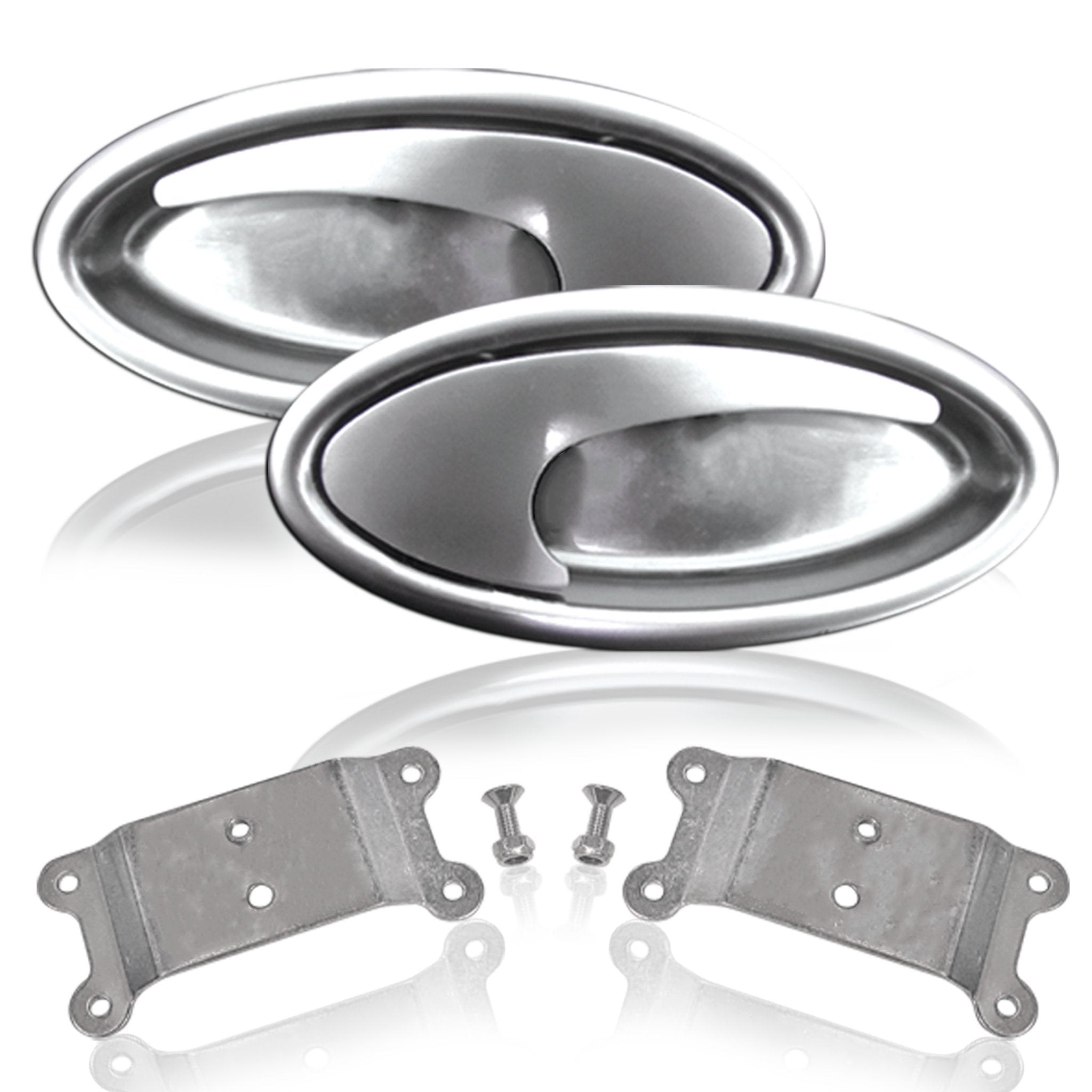 Swish Billet Aluminum Oval Interior Recessed Door Handle Pocket Lever Set Pair